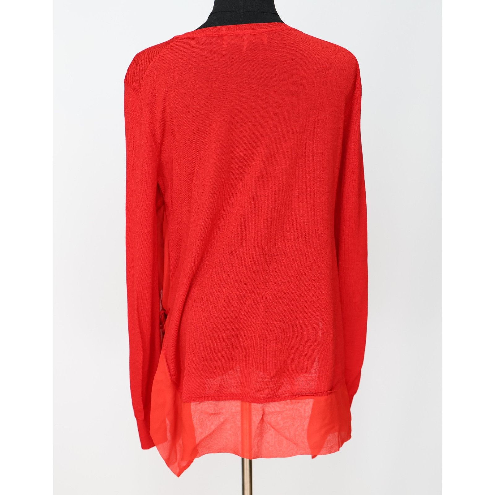 Emilio Pucci EMILIO PUCCI Red Wool Tunic Tie-Side Chiffon Hem Top Size S Size S / US 4 / IT 40 - 4 Thumbnail