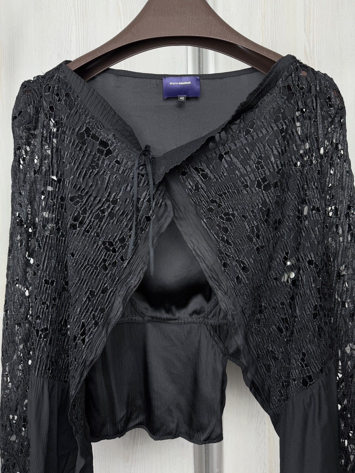 Other Sharon Wauchob 2000s Women’s Black Lace Silk tying up blouse Size M / US 6-8 / IT 42-44 - 3 Thumbnail