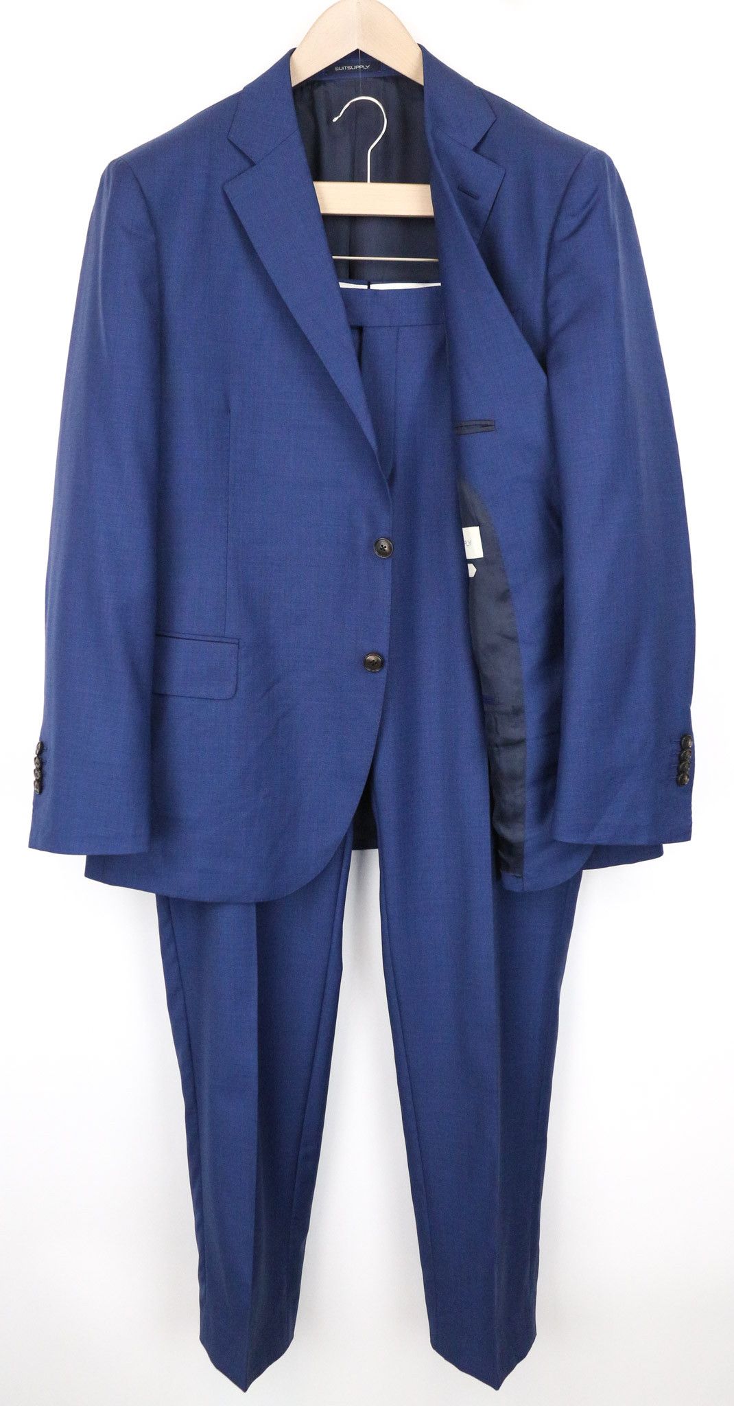 Suitsupply LAZIO UK48S Blue Sharkskin Wool Suit 75029 Size 48S - 1 Thumbnail