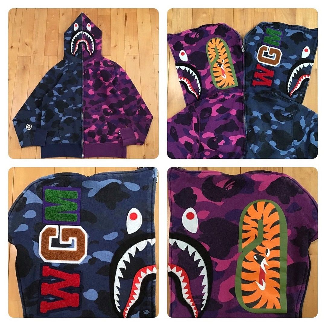 Bape BAPE Purple camo x Blue camo separate shark full zip hoodie Size US L / EU 52-54 / 3 - 1 Thumbnail