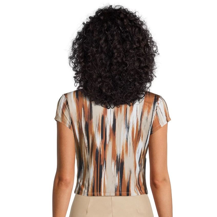 Madden NYC Madden NYC XS juniors Short Sleeve Deep V-Neck Top brown Size XS / US 0-2 / IT 36-38 - 2 Thumbnail