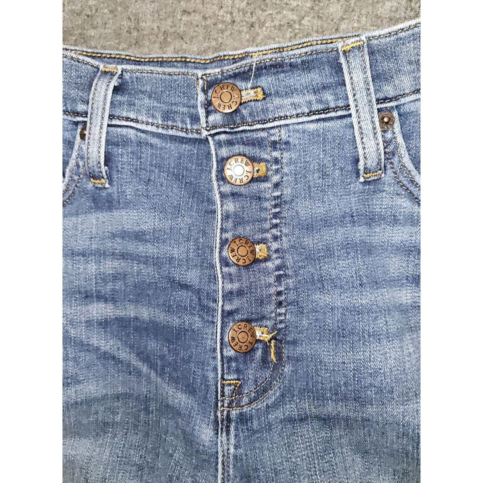 J.Crew J.CREW Jeans Women's High Rise Skinny Blue Stretch Frayed Preppy 29 Button Fly Size 29" - 6 Thumbnail