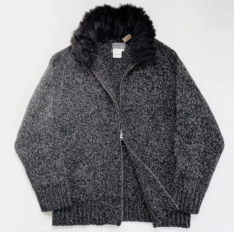 Yohji Yamamoto 2001AW Removable Fur Collar Zip Knit Jacket