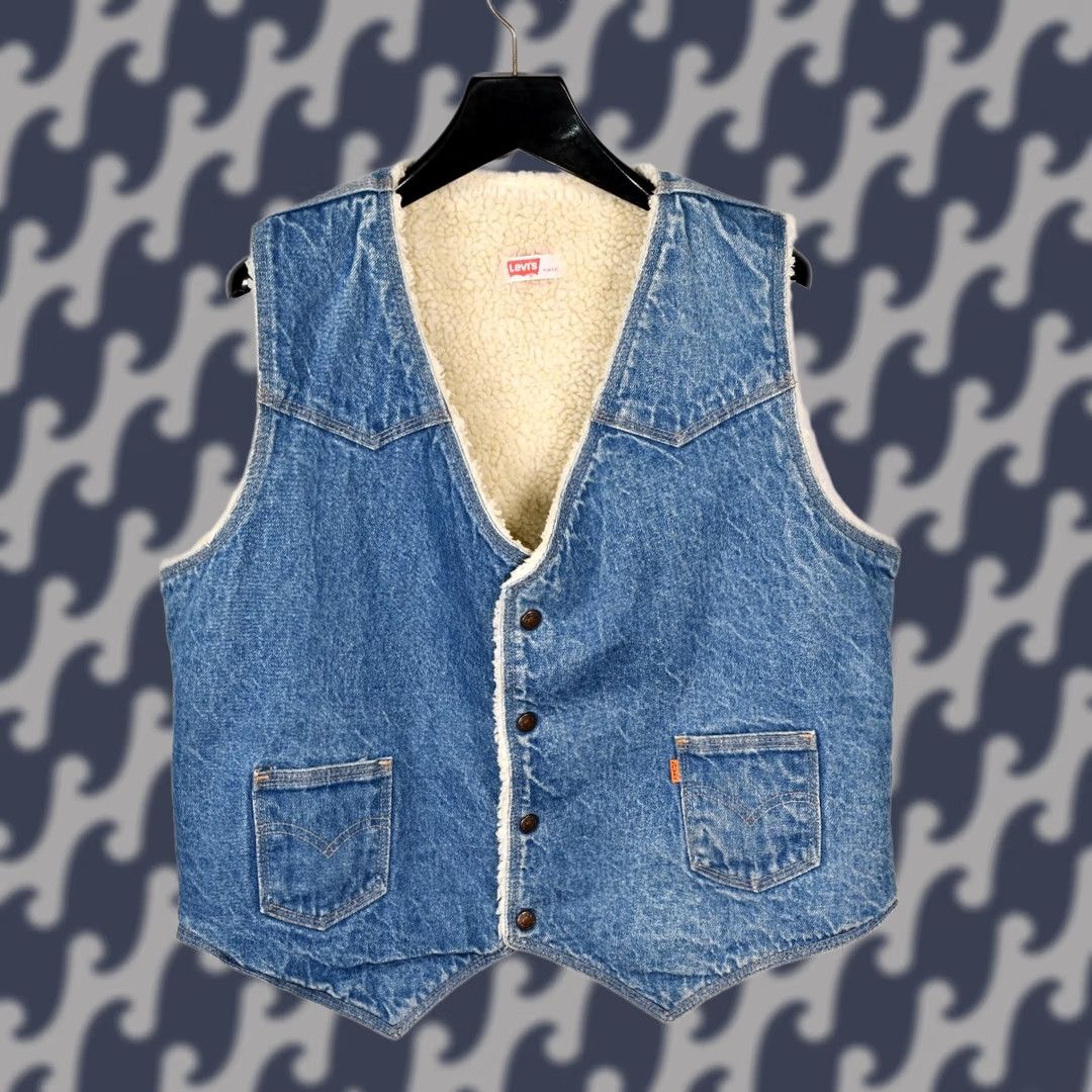 Levi's VINTAGE Levi's Vest Denim Western Lined Orange Tab XS XL? Size US XL / EU 56 / 4 - 1 Thumbnail