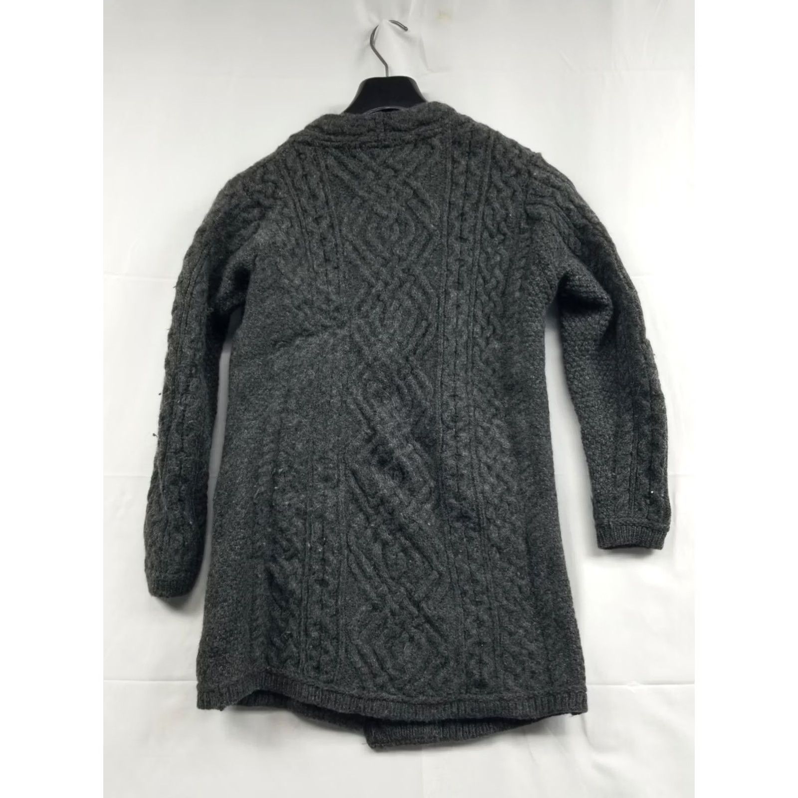Vintage Aran Mor Sweater Women Small Merino Wool Heavy Gray Cable Knit Full Zip Pockets Collared 100% Merino Ireland Modern Outdoor Classic Womens Size S / US 4 / IT 40 - 2 Thumbnail