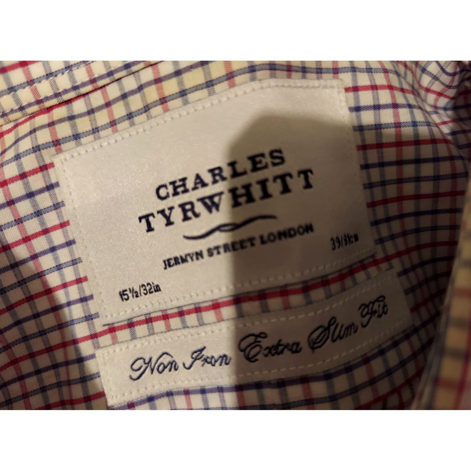 Charles Tyrwhitt Charles Tyrwhitt Dress Shirt 15.5 32 Blue White Red Button Cotton 15.5 Mens Shirt Regular Size 15.5 Collar Spread Non-Iron Button Down Vintage No Size 42R - 3 Thumbnail