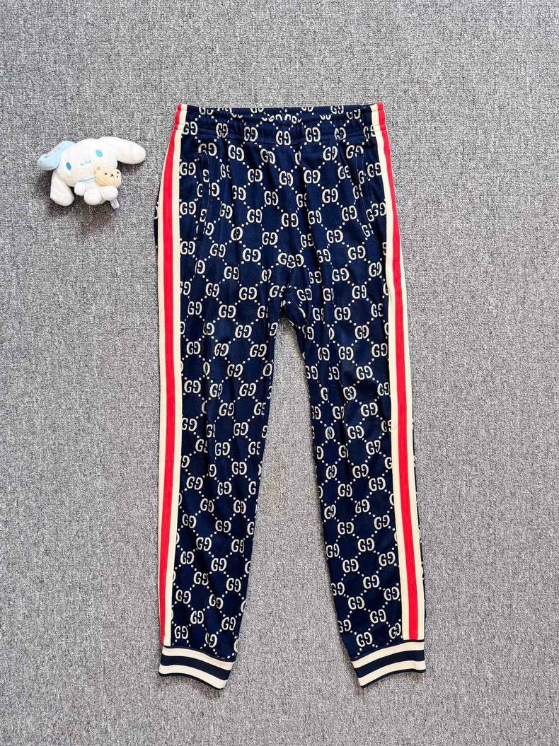 Gucci Gucci Size S Navy blue jacquard double G full logo sports t Size US 30 / EU 46 - 1 Thumbnail