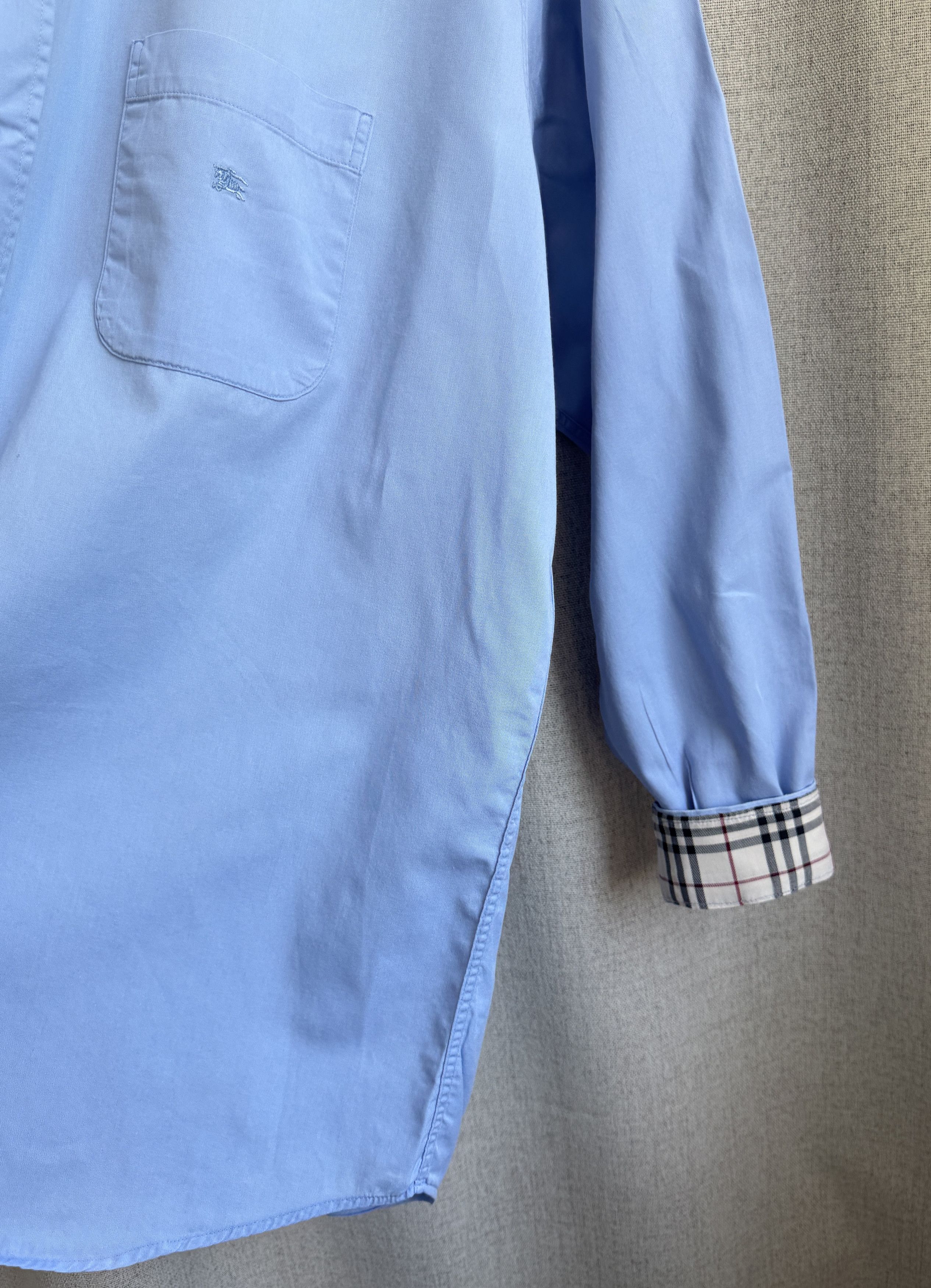 Burberry Vintage Burberry Nova Check Blue Plain Button Up Shirt Size US L / EU 52-54 / 3 - 9 Thumbnail