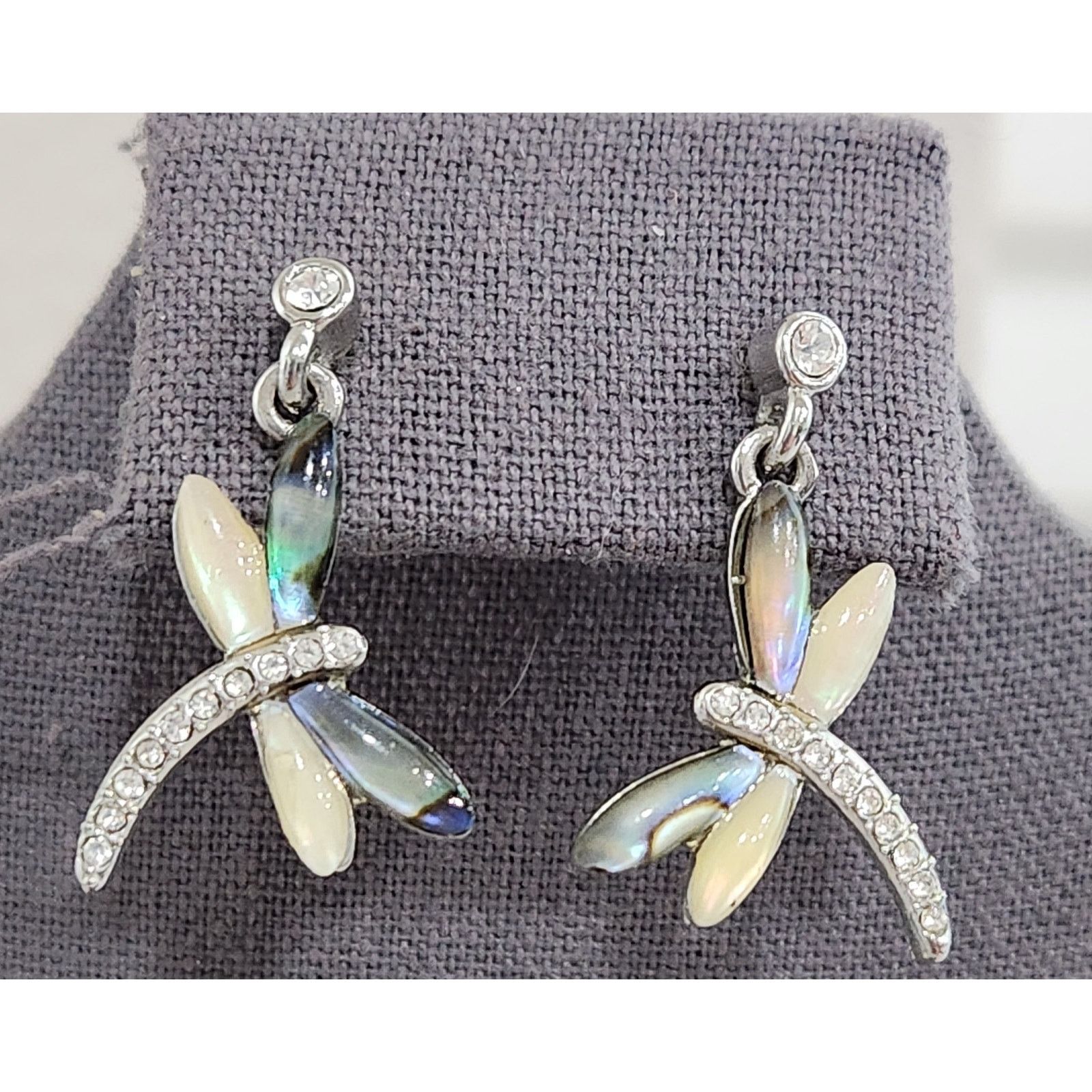 Other Silver Colored Stones Rhinestones Dragonfly Stud Earrings Size ONE SIZE - 1 Thumbnail