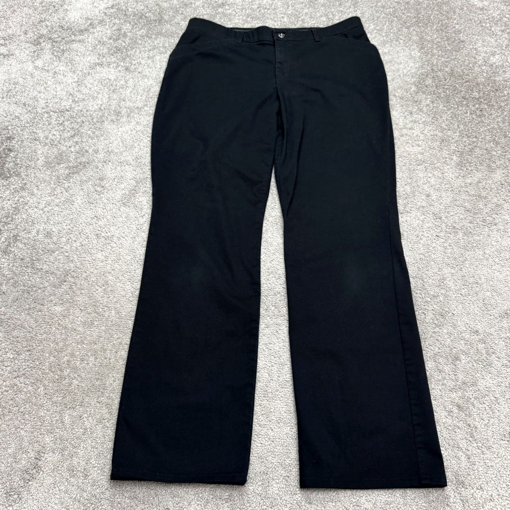 Lee Lee Regular Fit Straight Leg Pants Womens 14 Tall Black Mid Rise Cotton Polyester Spandex Chino/Twill Size 36" / US 14 / IT 50 - 2 Thumbnail