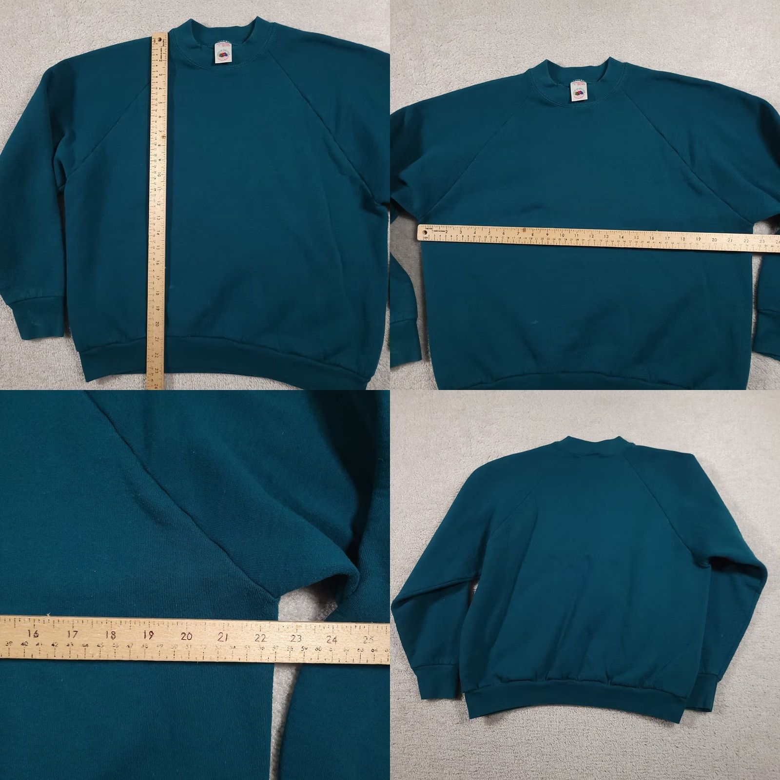 Fruit Of The Loom VINTAGE Fruit of the Loom Sweatshirt Womens Large Crewneck Pullover Made USA 90s Green Crew Neck Raglan Long Sleeve Size L / US 10 / IT 46 - 9 Thumbnail