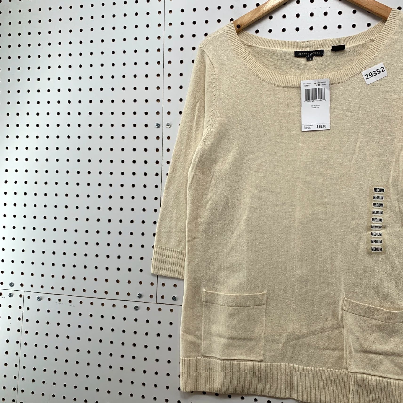 Vintage Jeanne Pierre Sweater Womens Medium Beige Button Front Pocket 20x26 Size M / US 6-8 / IT 42-44 - 4 Thumbnail