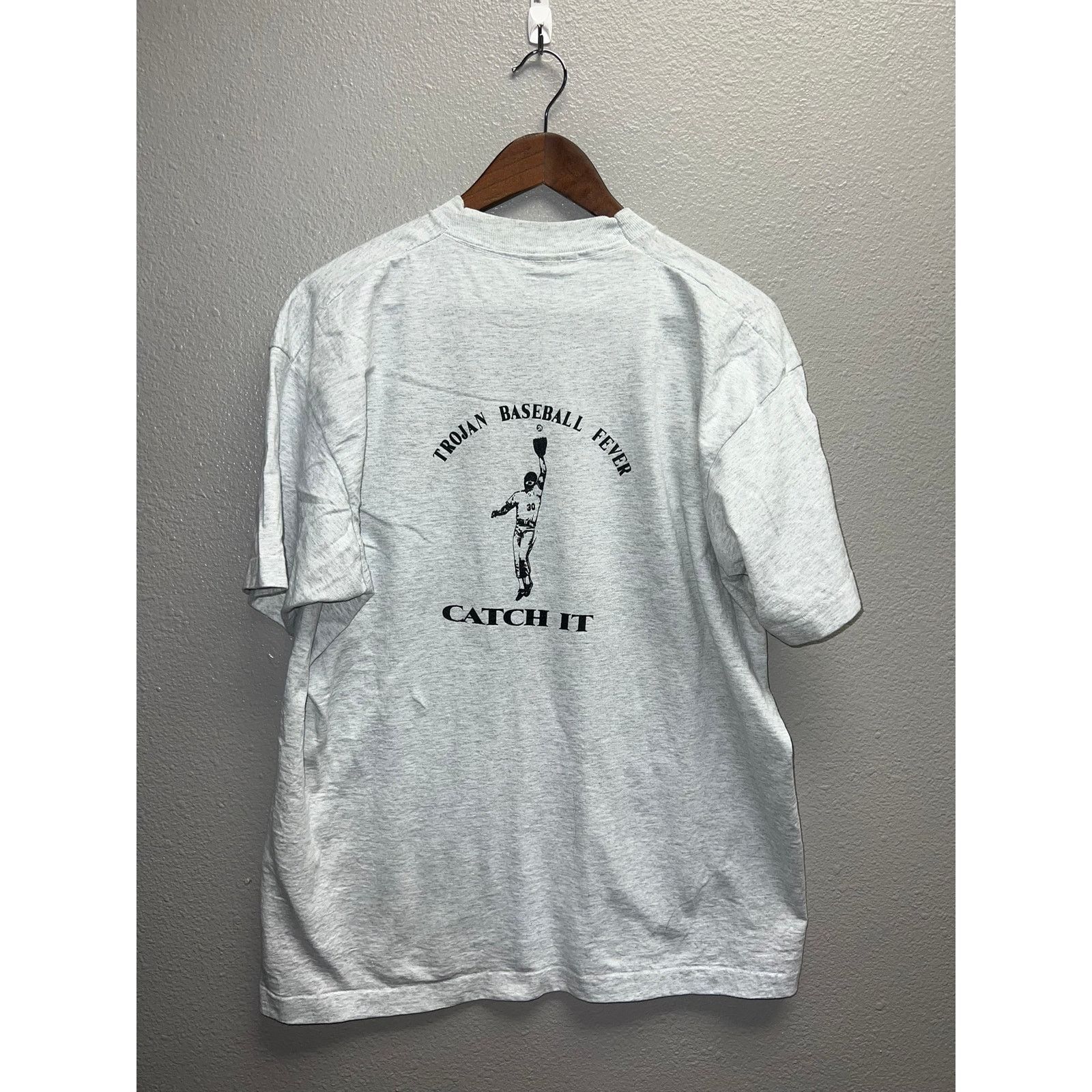 Fruit Of The Loom Vintage Baseball Shirt Trojan Baseball Fever Catch It Tee XL Size US XL / EU 56 / 4 - 1 Thumbnail