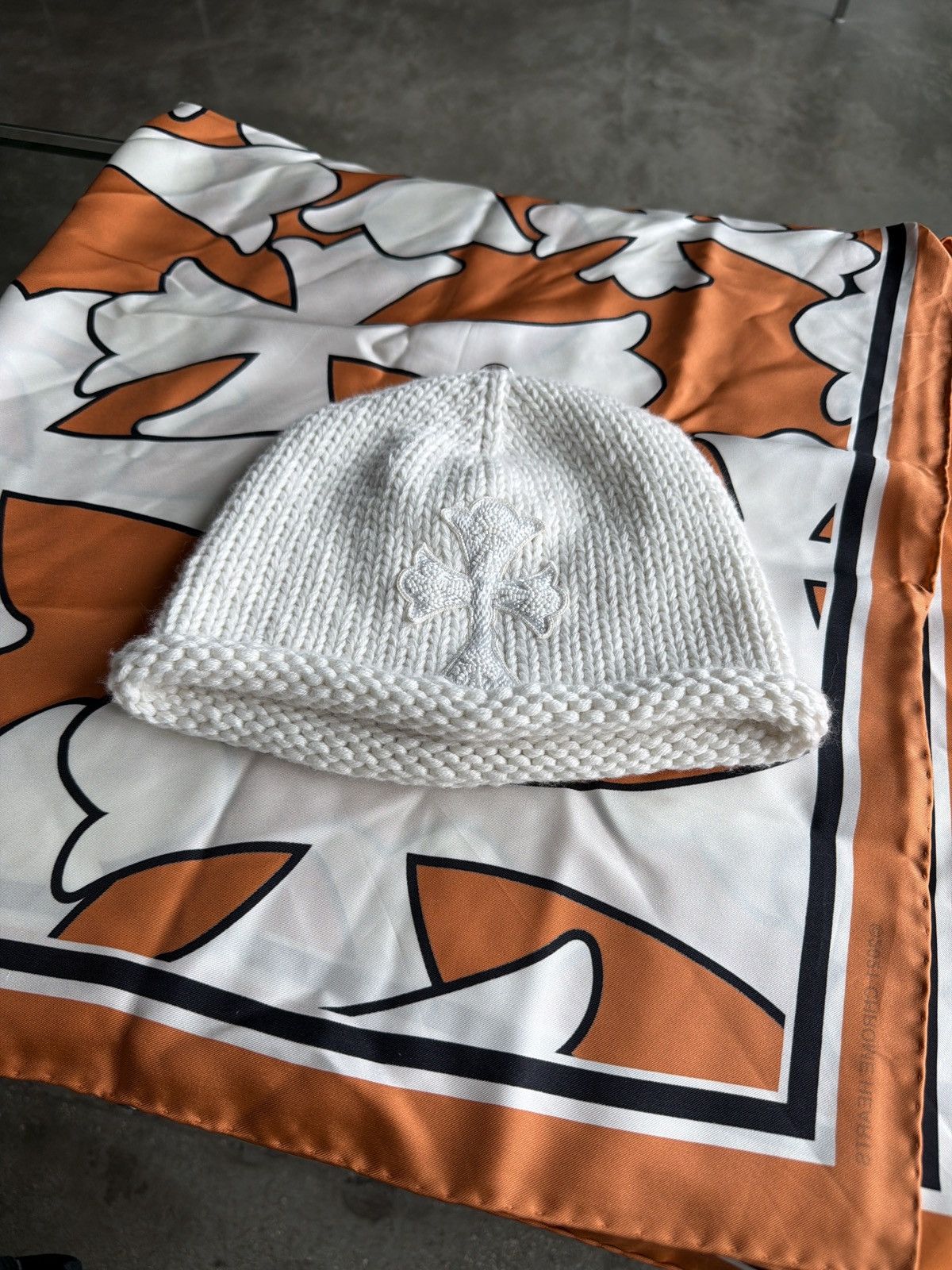 Chrome Hearts Chrome Hearts Cashmere Beaded Patch Beanie Size ONE SIZE - 1 Thumbnail