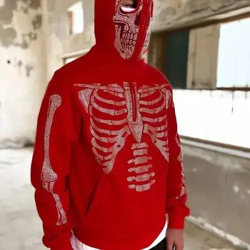 Hypebeast × Other Hoodie Long Sleeve Rhinestone Skeleton zip up hoodie Size US L / EU 52-54 / 3 - 4 Thumbnail