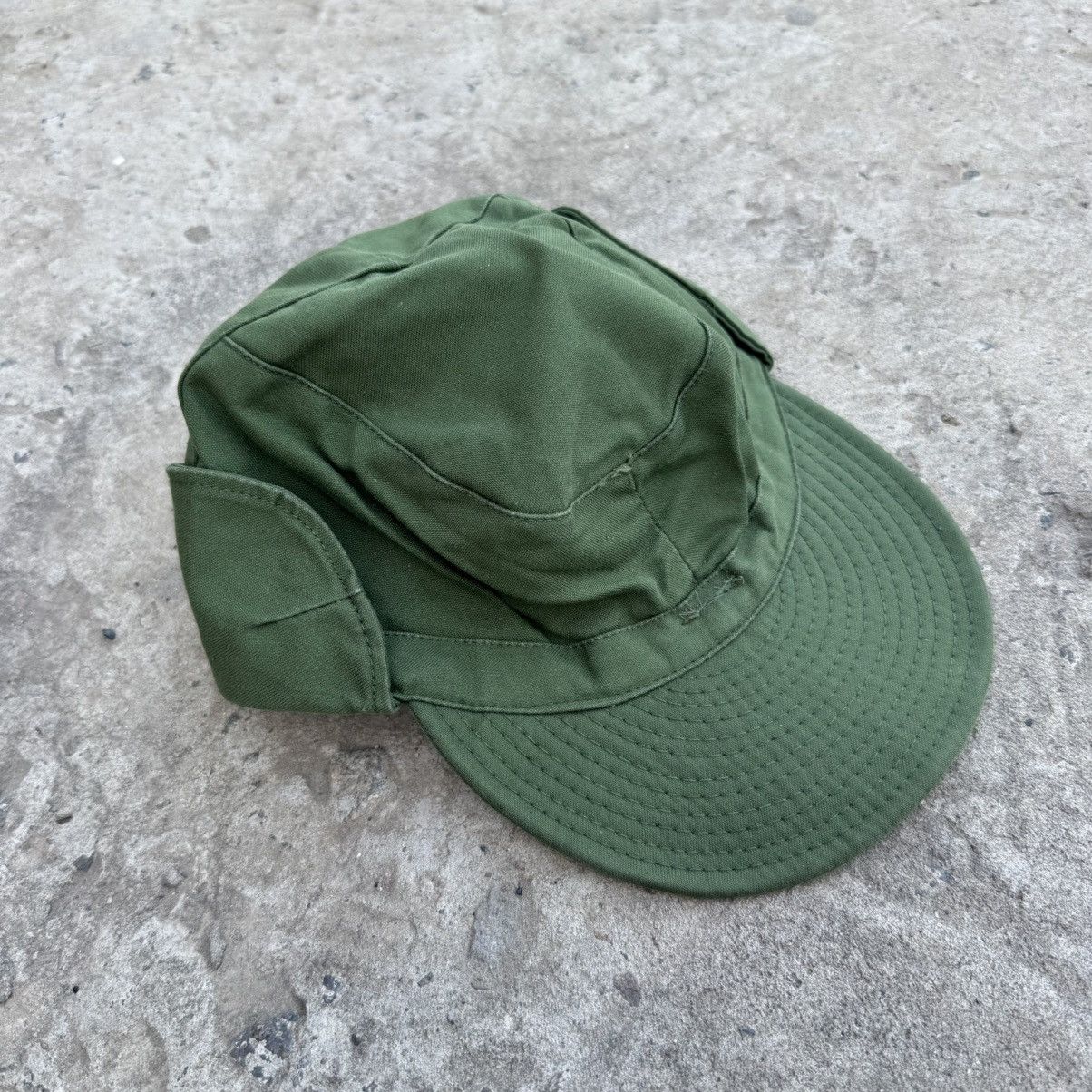 Designer Vintage Swedish Army Ear Flap Ear warmer Military Cap Hat 56 Size ONE SIZE - 7 Thumbnail
