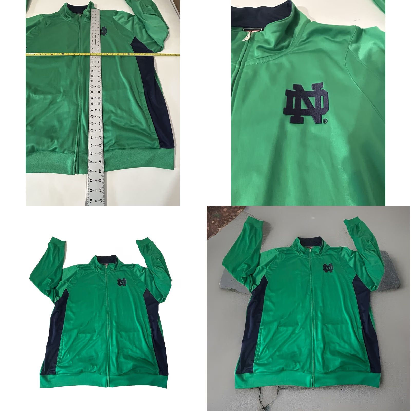 Logo 7 Vintage Notre Dame Full Zip Jacket Men 2XL Green Genuine Stuff Embroidered Logo Size US XXL / EU 58 / 5 - 11 Thumbnail