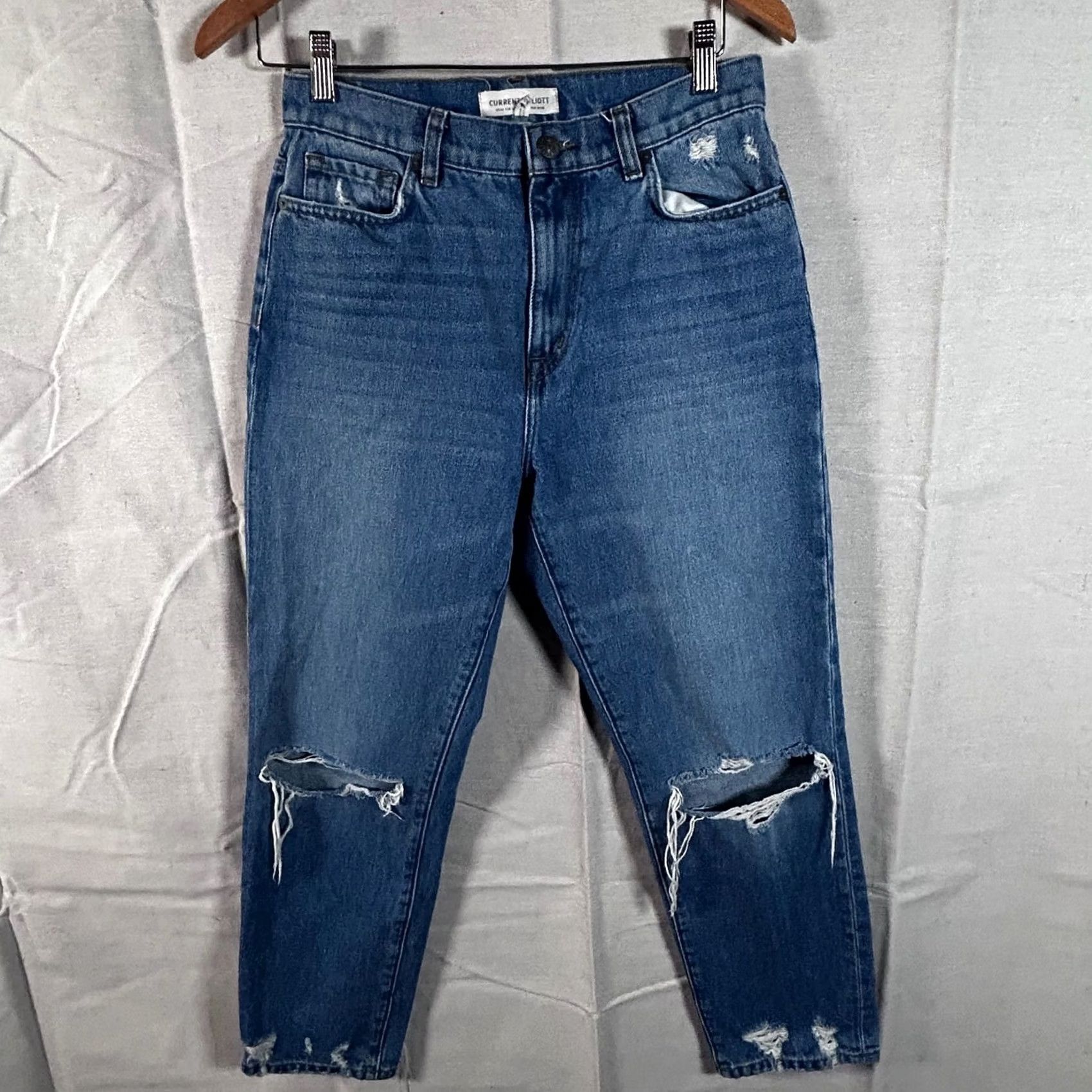 Vintage Current Elliott Jeans Blue High Rise Distressed Straight Leg Size 27 Size 27" / US 4 / IT 40 - 2 Thumbnail