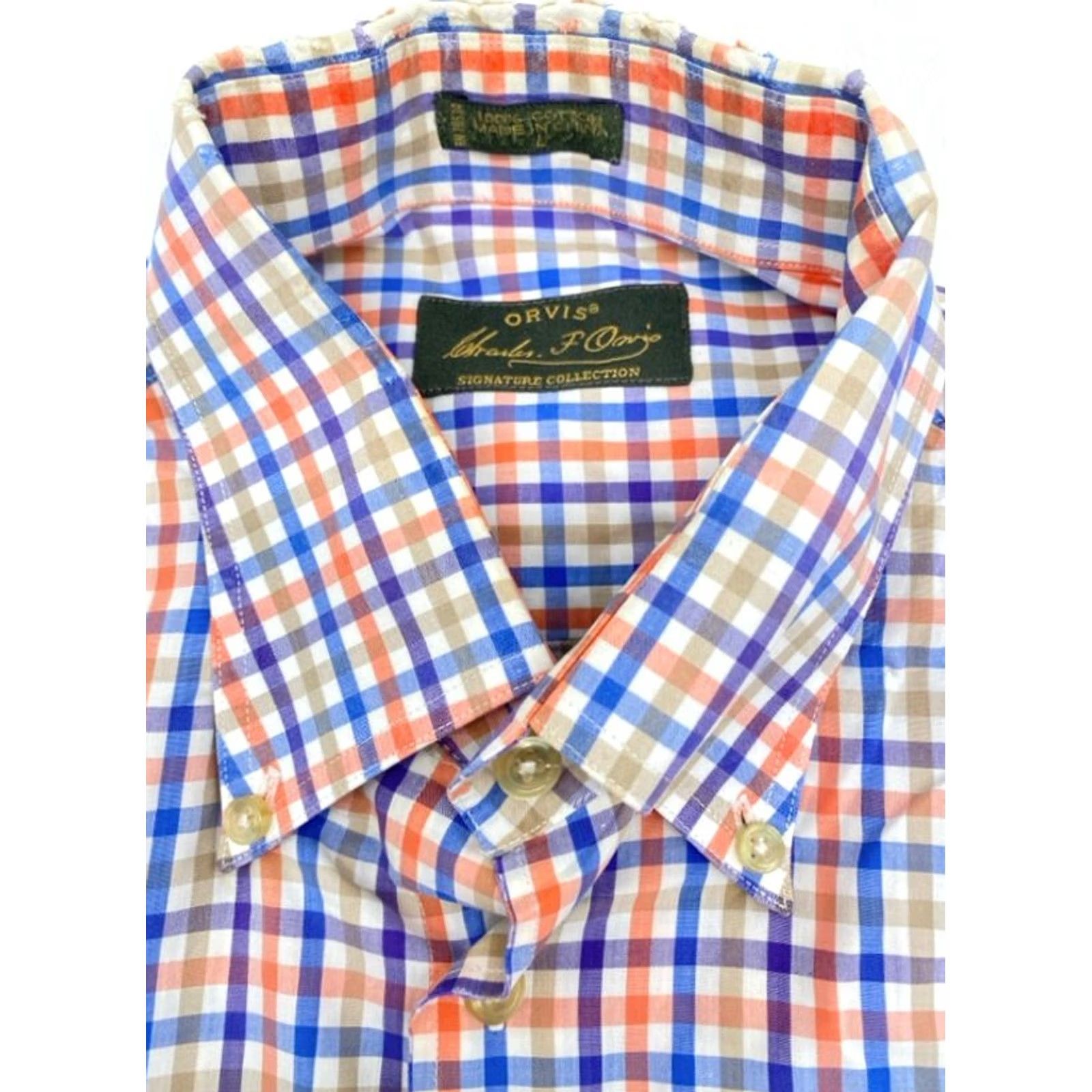 Orvis Orvis Mens Signature Series Long Sleeve Button-Down Check Shirt Mens Large Multicolor Cotton Knit Casual Button-Up Shirt Mens Regular Size US L / EU 52-54 / 3 - 4 Thumbnail