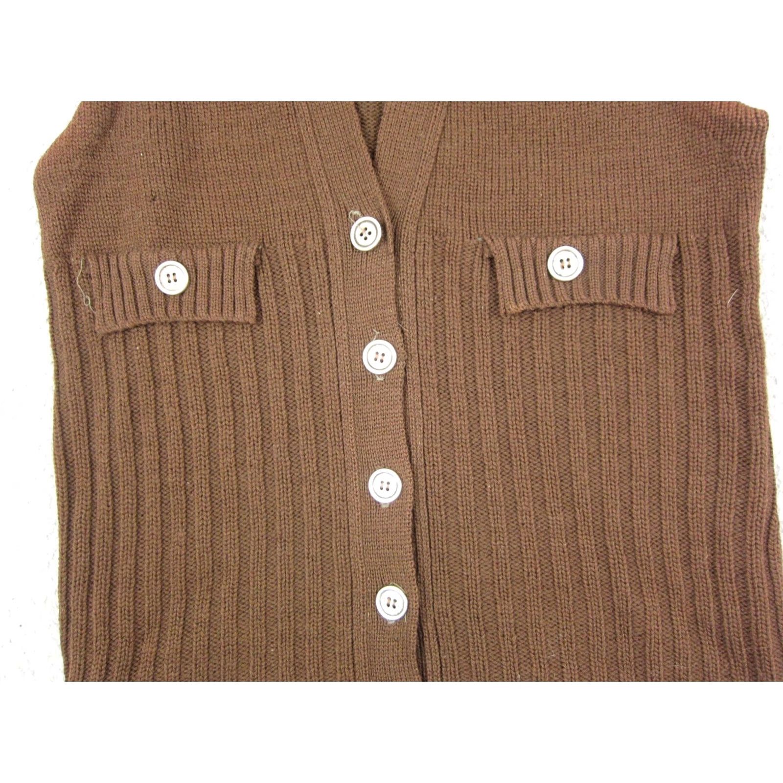 Vintage VINTAGE Country Set Vest Womens XS Brown 100% Wool 70s Knit Sleeveless V-Neck Size XS / US 0-2 / IT 36-38 - 3 Thumbnail