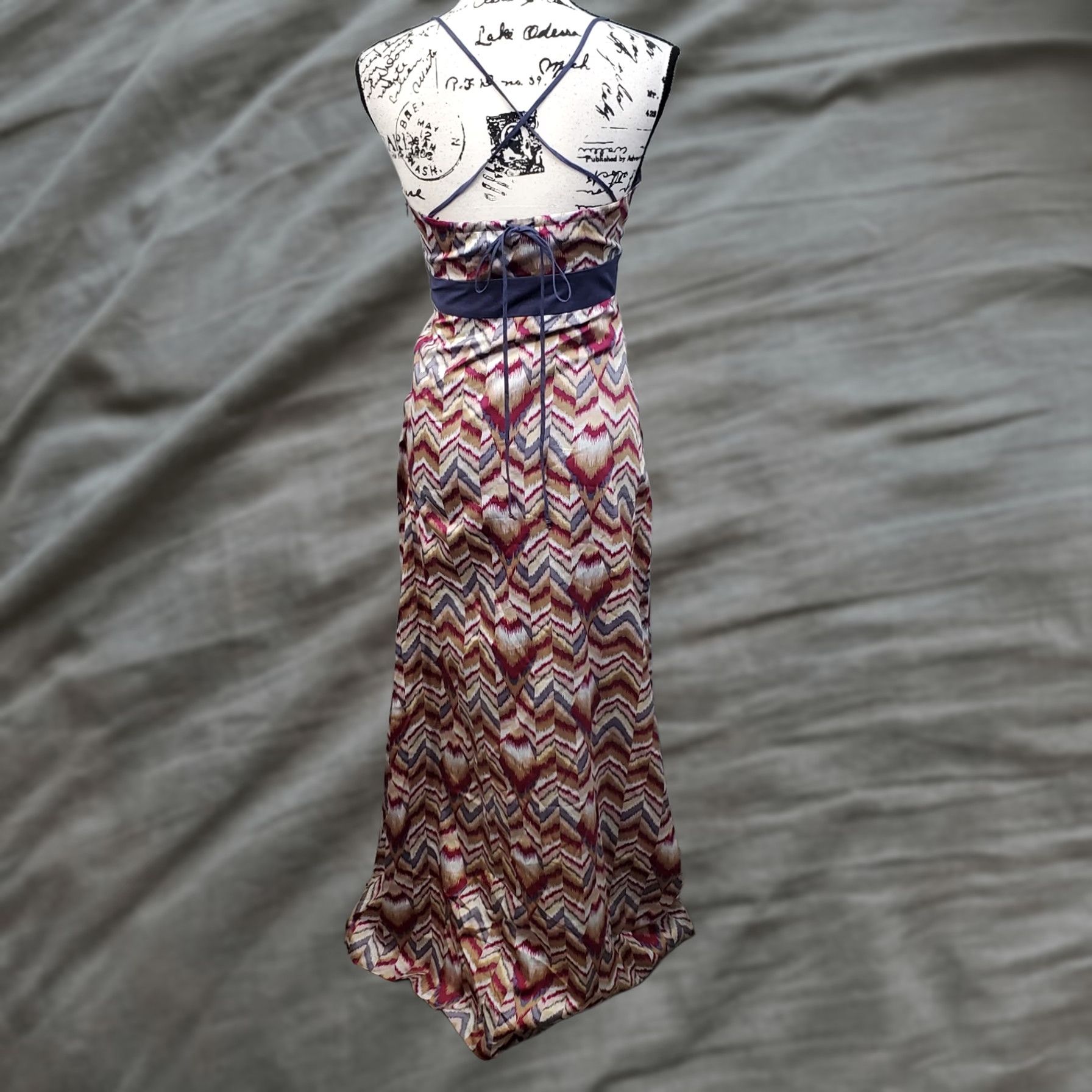 BCBGeneration BCBGeneration Long Maxi Dress Women XS Multi Chevron Print Sleeveless Cross Back Size XS / US 0-2 / IT 36-38 - 1 Thumbnail