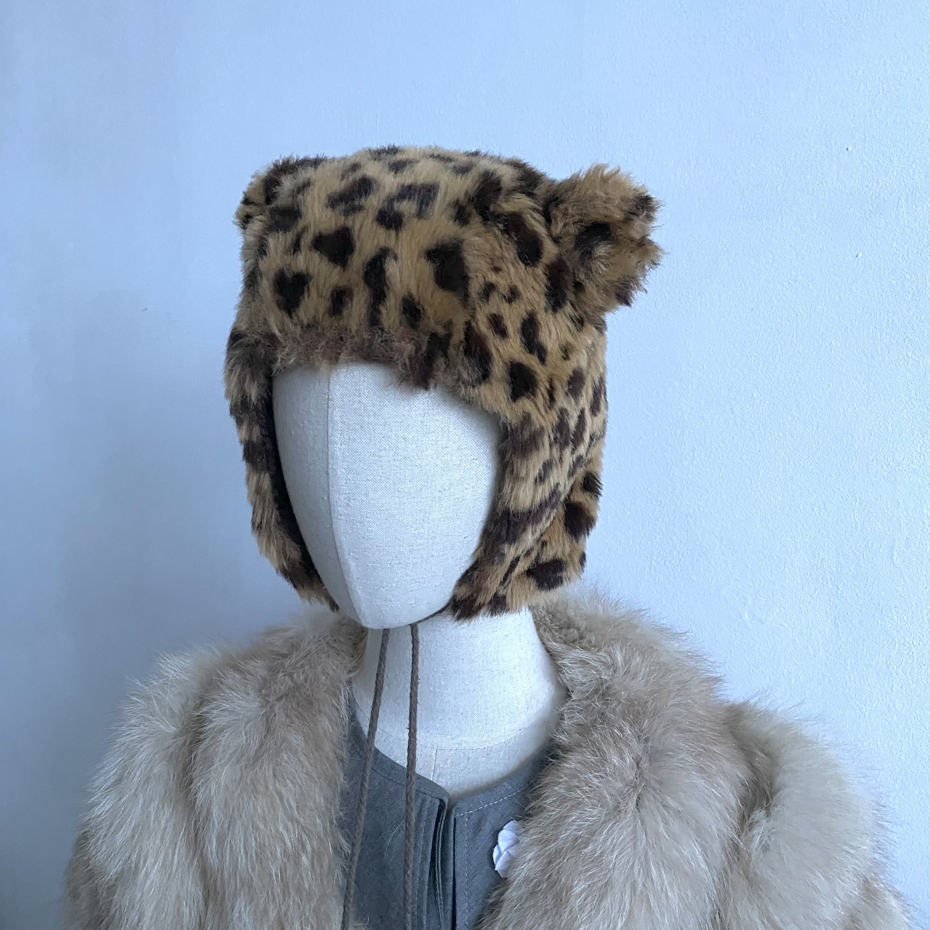 If Six Was Nine Vintage 2000s Y2K Leopard Faux Fur Hat Ushanka Size ONE SIZE - 1 Thumbnail