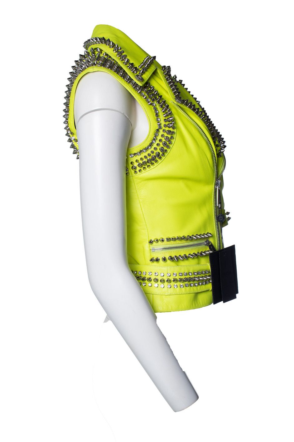 Philipp Plein Philipp Plein, neon yellow leather vest with studs Size S / US 4 / IT 40 - 6 Thumbnail