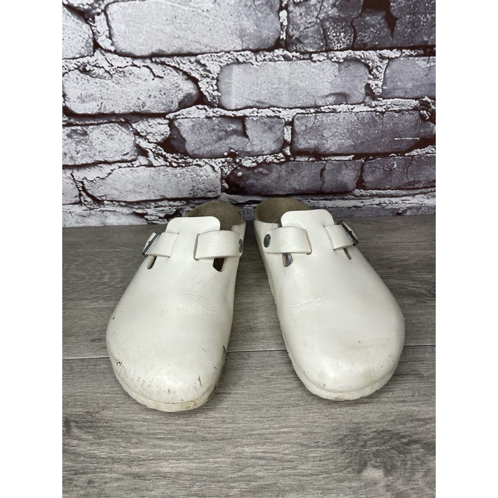 Birkenstock Birkenstock Boston White Leather Strap Slides Clogs Shoes Wo Size US 6.5 / IT 36.5 - 21 Thumbnail