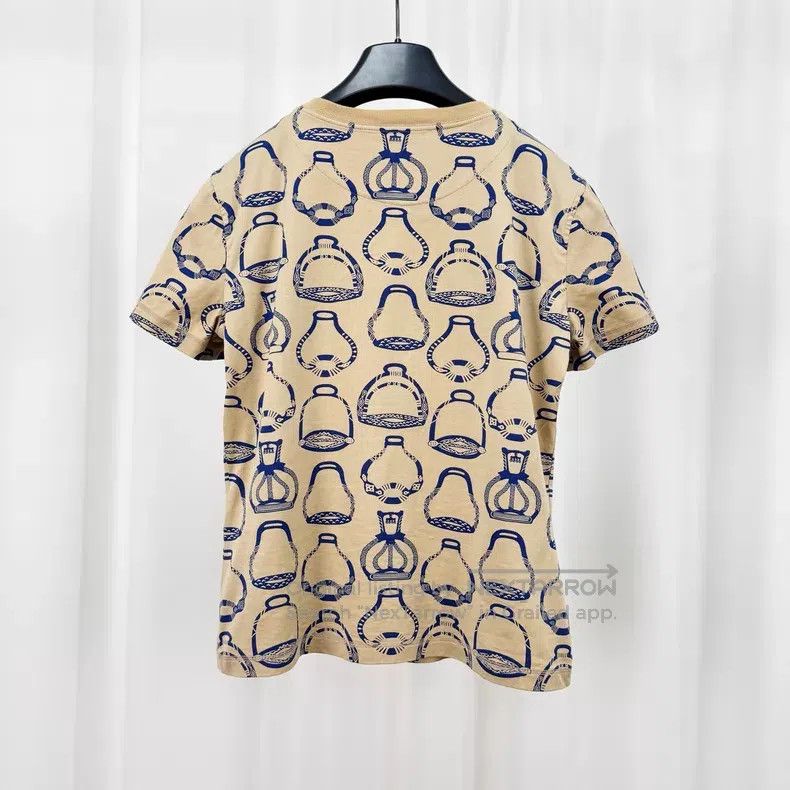 Hermes Hermes Beige Printed Short Sleeve Size XS / US 0-2 / IT 36-38 - 2 Thumbnail