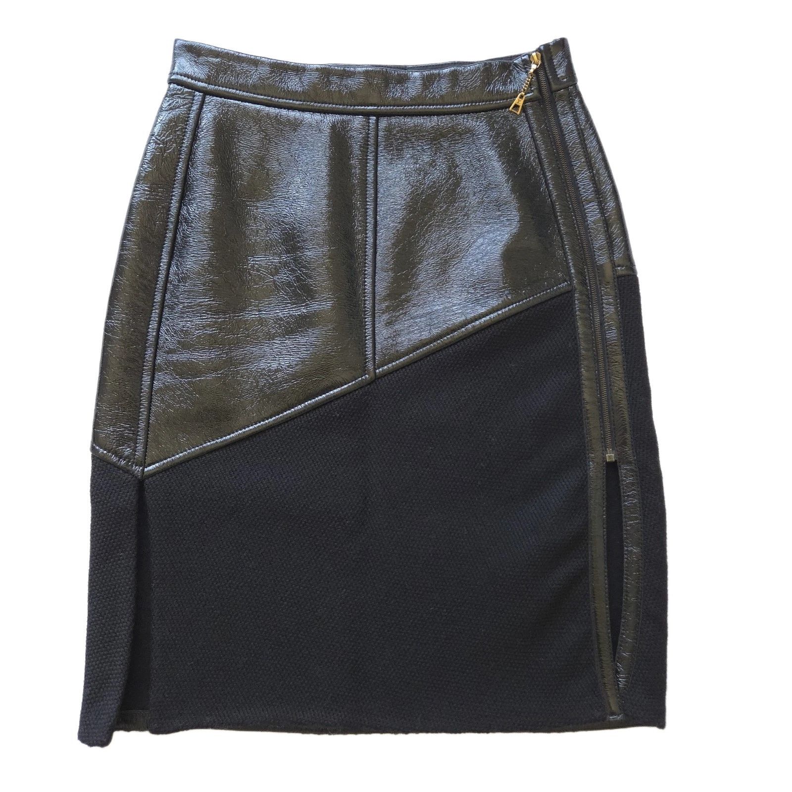 Louis Vuitton Louis Vuitton Lambskin & Wool Knee Length Skirt, EU 36 Size 26" / US 2 / IT 38 - 1 Thumbnail