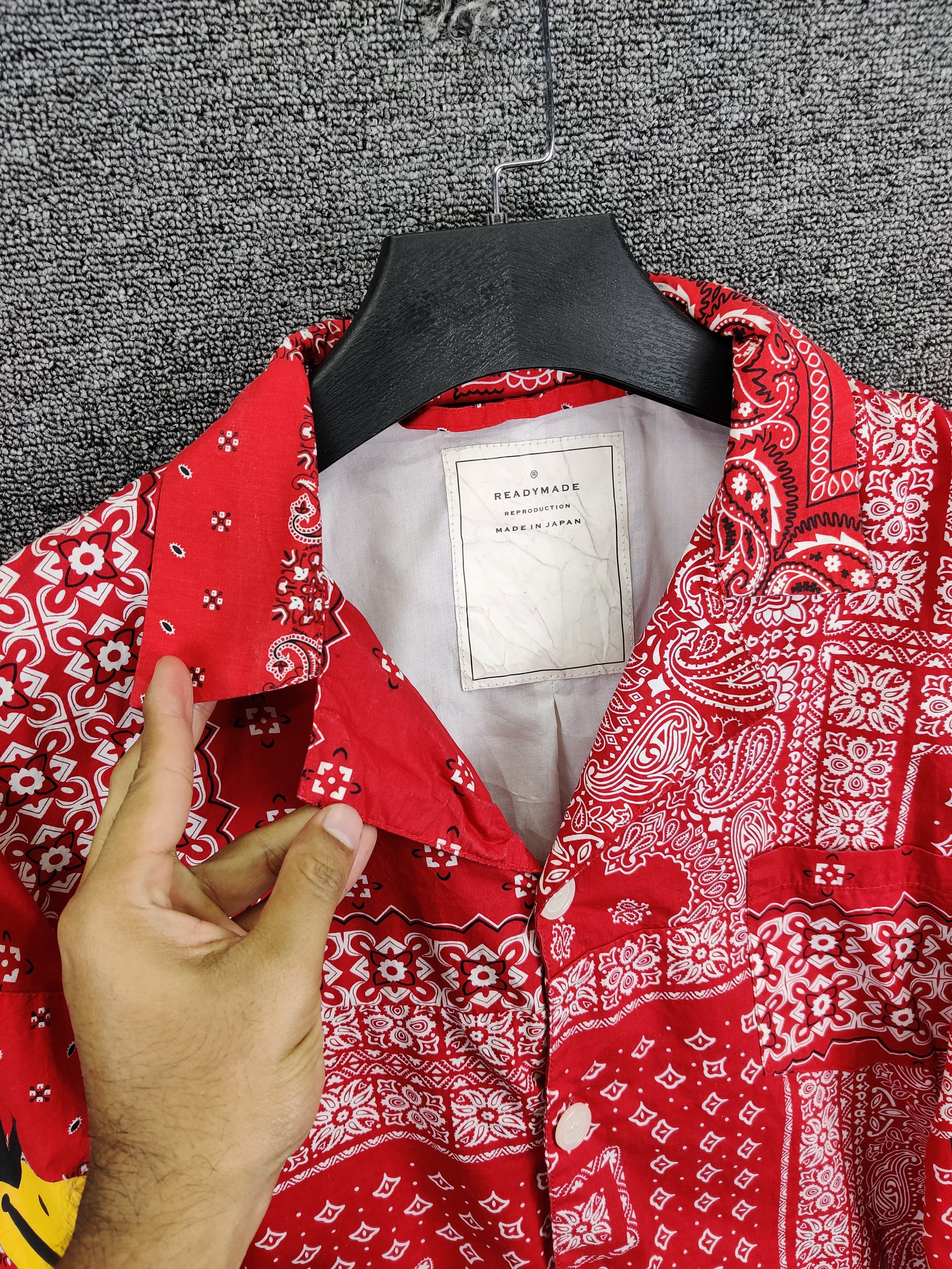 Nice❗Vintage READYMADE Bandana Red Shirts Button Ups