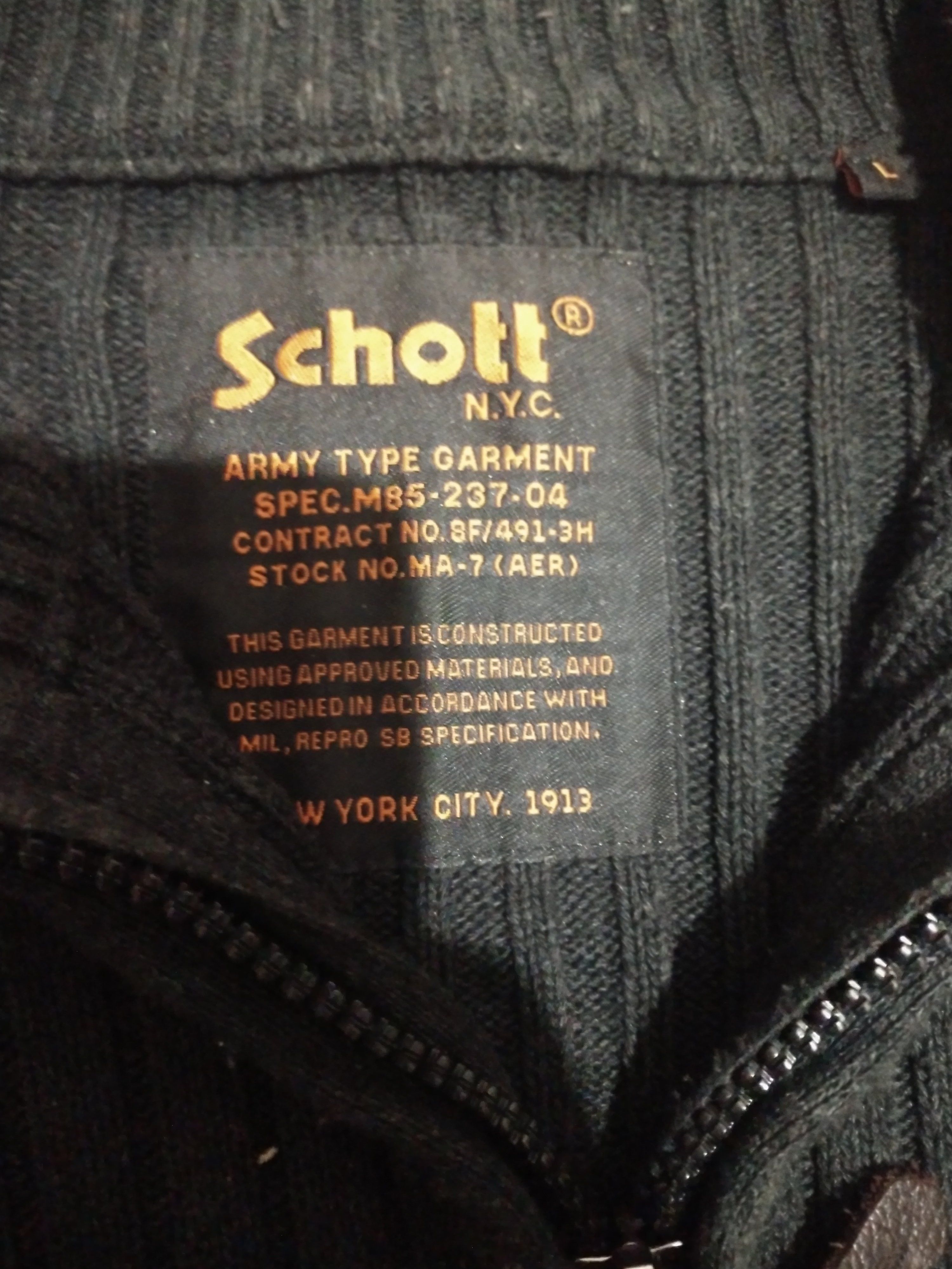 Schott Vintage 90s Schott Zip Sweater, L Size US M / EU 48-50 / 2 - 2 Thumbnail