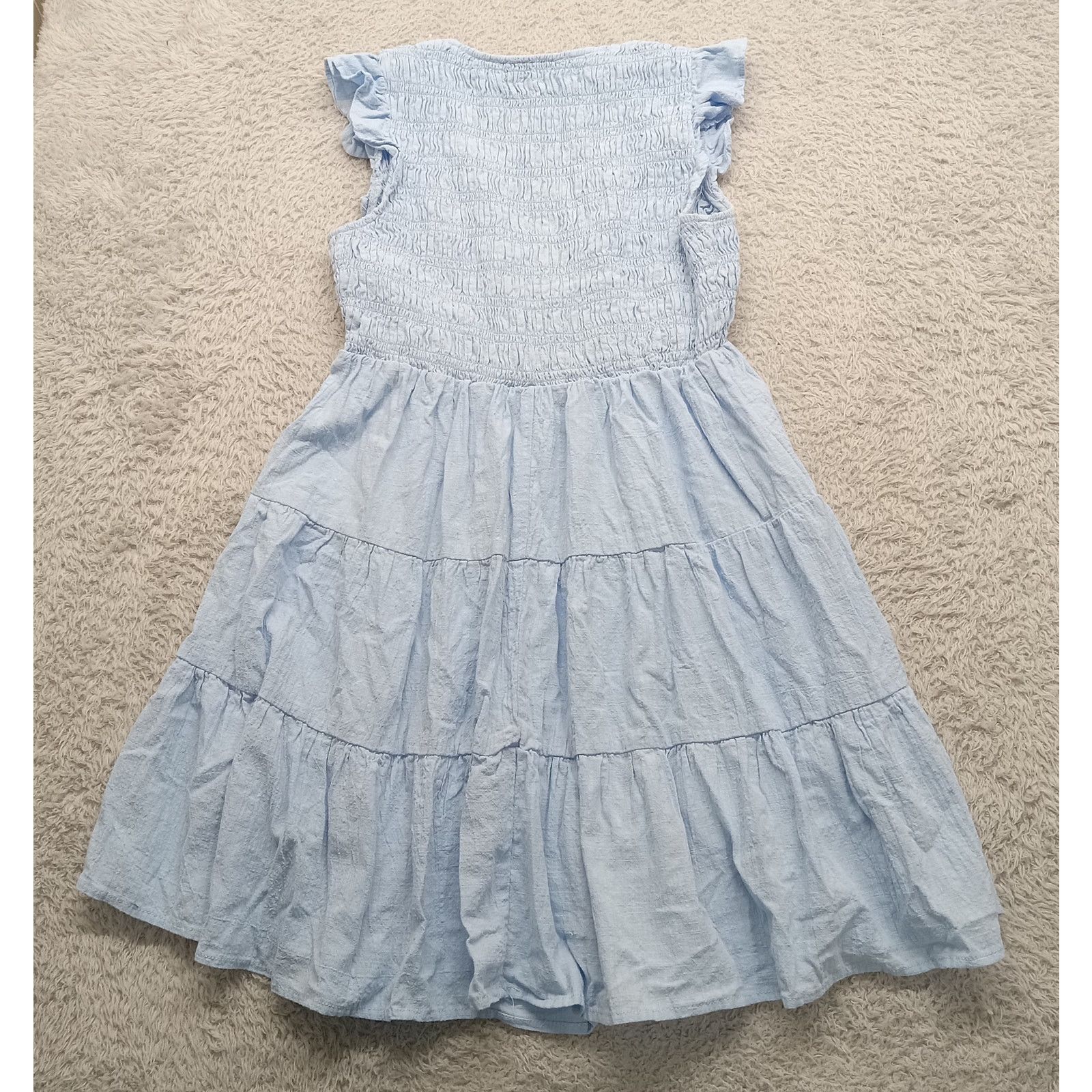 & Other Stories HyFVE Dress M Women's Blue Lined Tiered Ruffle Crinkle Size M / US 6-8 / IT 42-44 - 3 Thumbnail