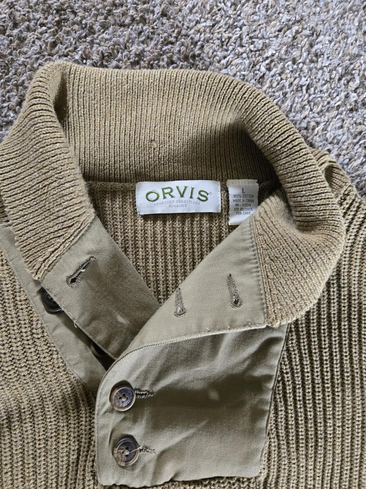 Orvis Orvis Mens L Shawl Collar Infantry Button Sweater Elbow Pads Size US L / EU 52-54 / 3 - 1 Thumbnail