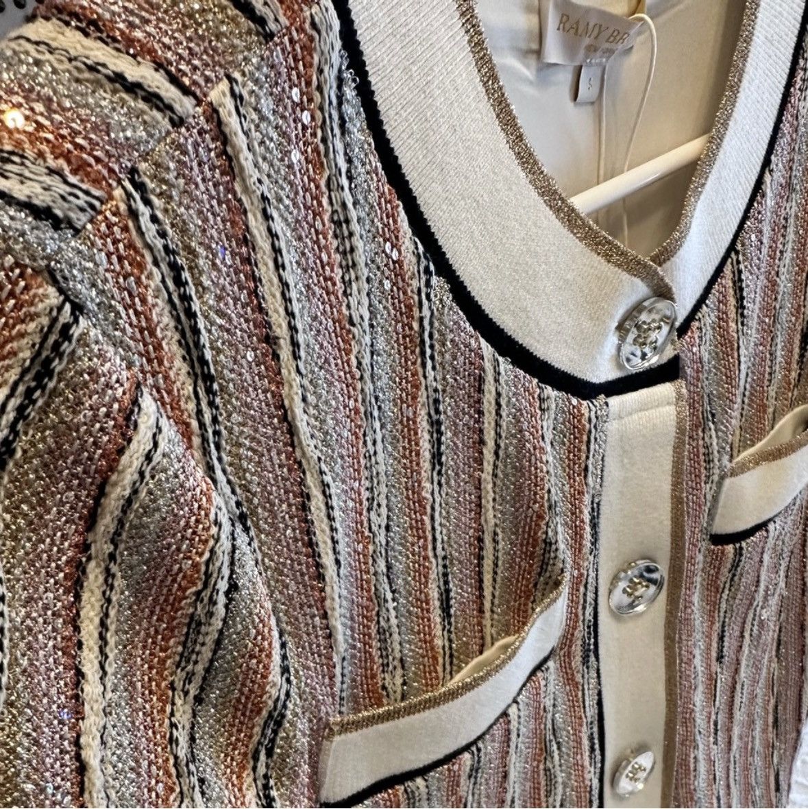 Ramy Brook NWT Ramy Brook Sterling sequined knit short-sleeve jacket S Size S / US 4 / IT 40 - 8 Thumbnail