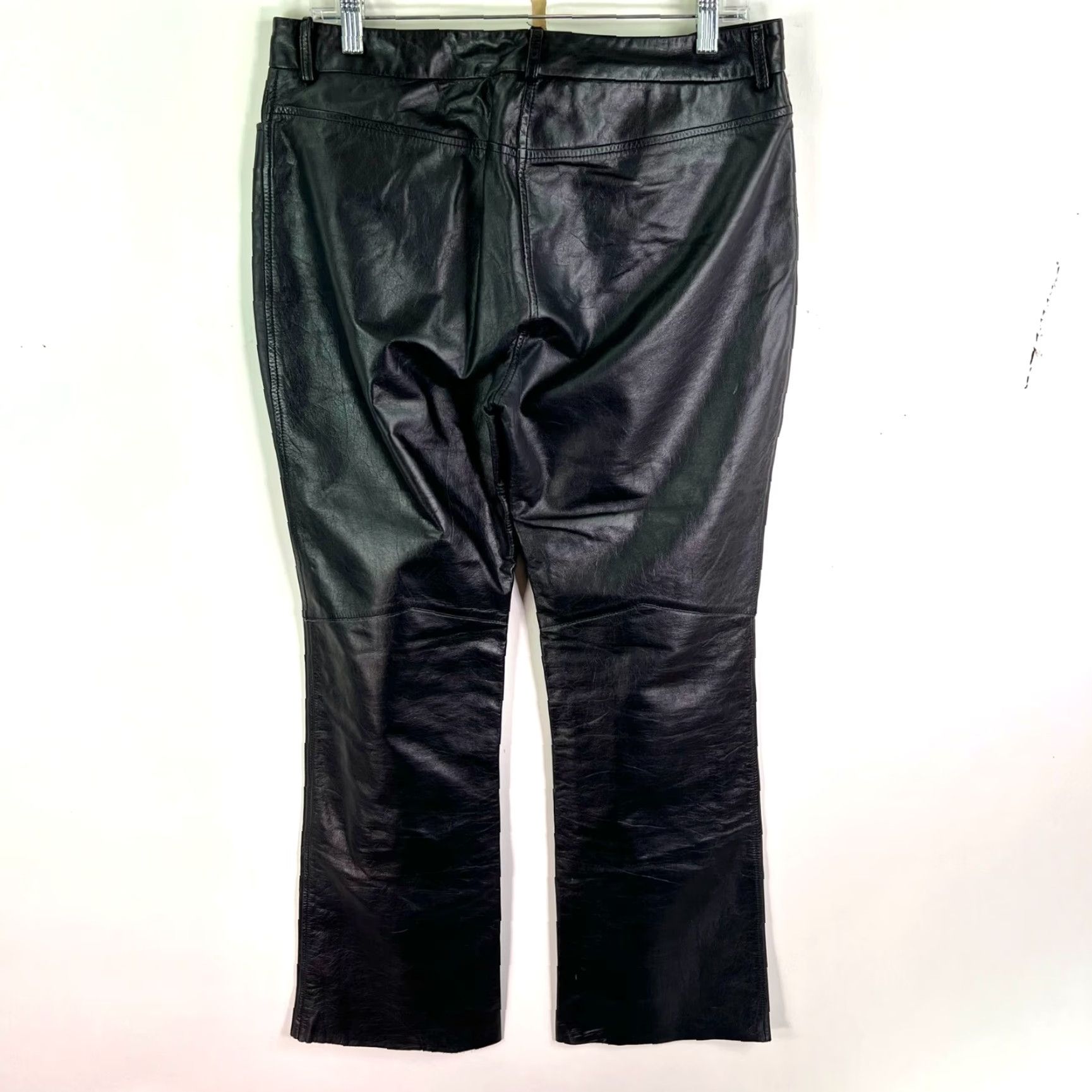 Express VINTAGE Express Leather Lined Pants Women Black Straight Leg 32x32 Size 10 90s Rock Biker Women's Size 32" / US 10 / IT 46 - 7 Thumbnail