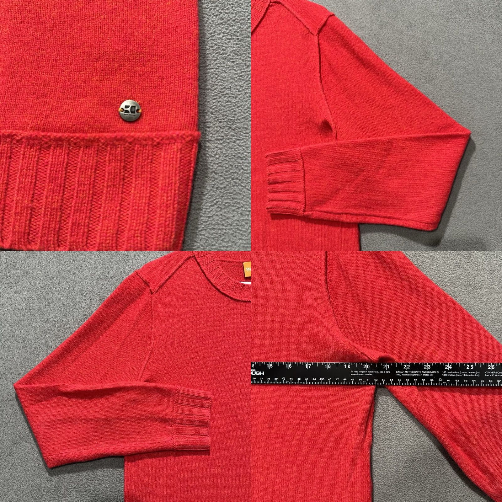 Hugo Boss HUGO BOSS Sweater Mens S Red Virgin Wool Crew Neck Knit Inside Out Seam Size US S / EU 44-46 / 1 - 8 Thumbnail
