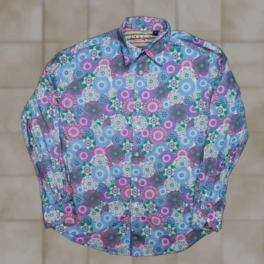 Robert Graham Robert Graham Shirt Mens Large Blue Purple Abstract Flip Cuff Colorful Button-Up Size US L / EU 52-54 / 3 - 1 Thumbnail