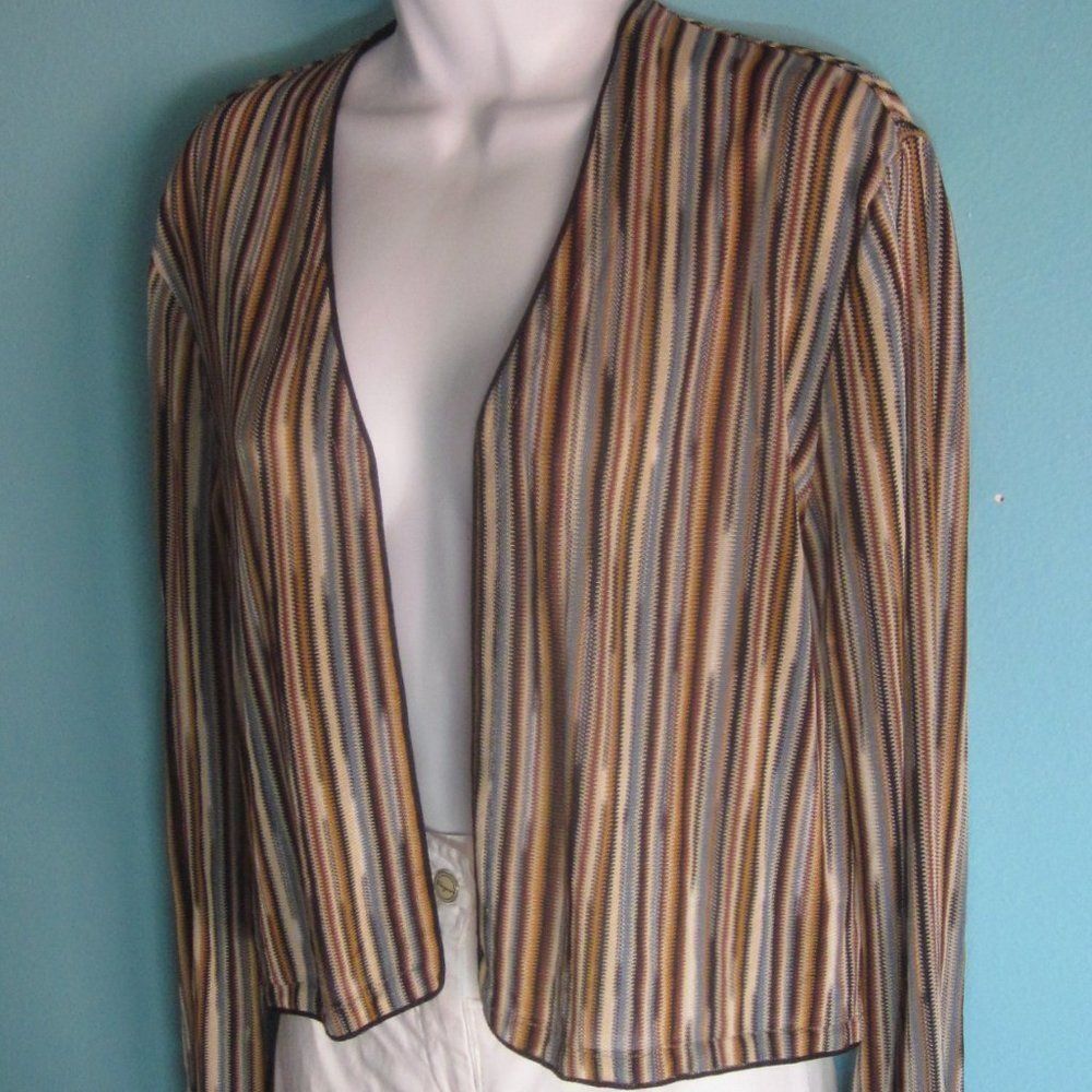 Zanella Zanella Womens Striped Open Front Crop Cardigan Size XL Size L / US 10 / IT 46 - 10 Thumbnail