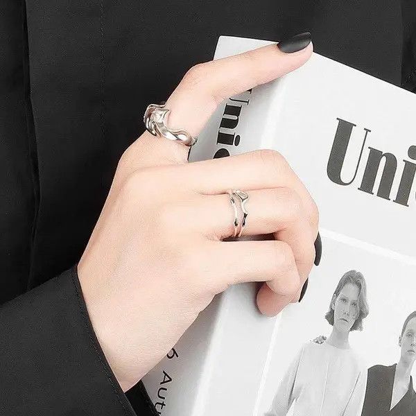 Jewelry Geometric Hollow double Adjustable Rings Size ONE SIZE - 2 Thumbnail