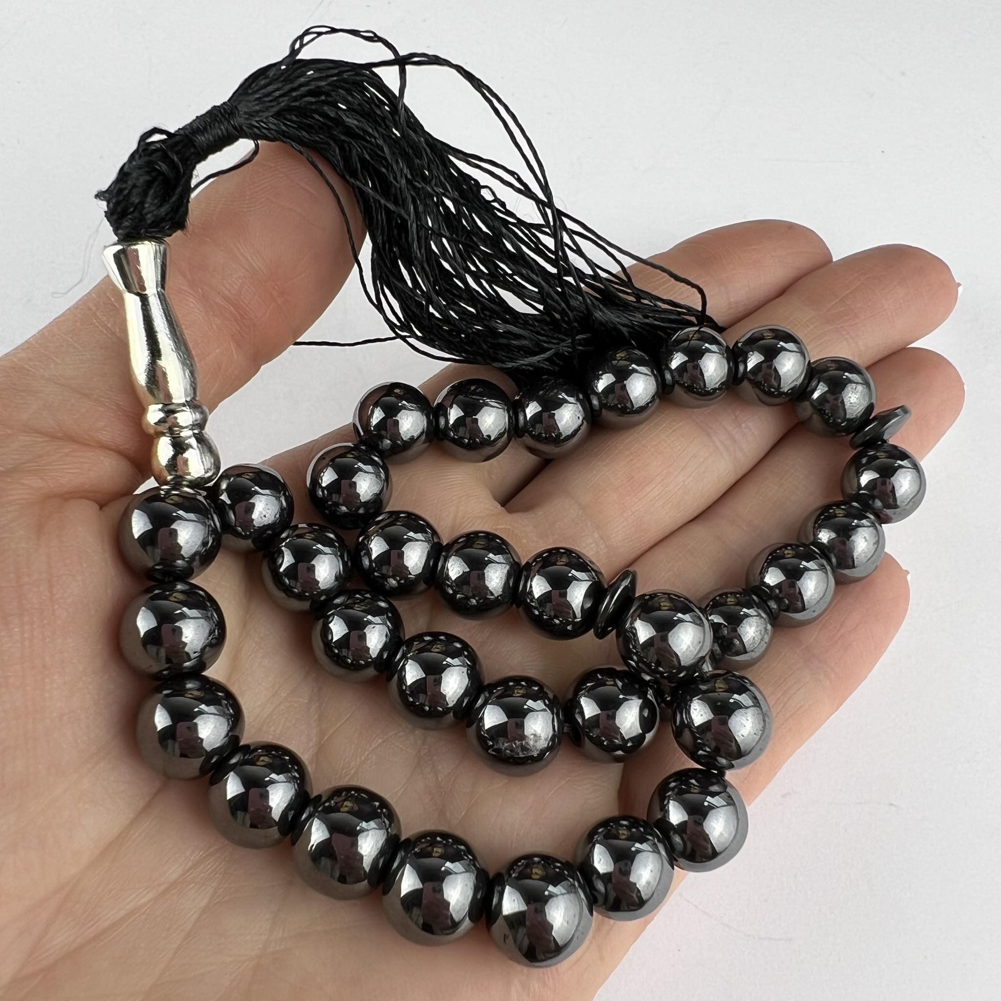 Vintage Misbaha Islamic Worry Prayer 33 Beads Natural Hematite Size ONE SIZE - 1 Thumbnail