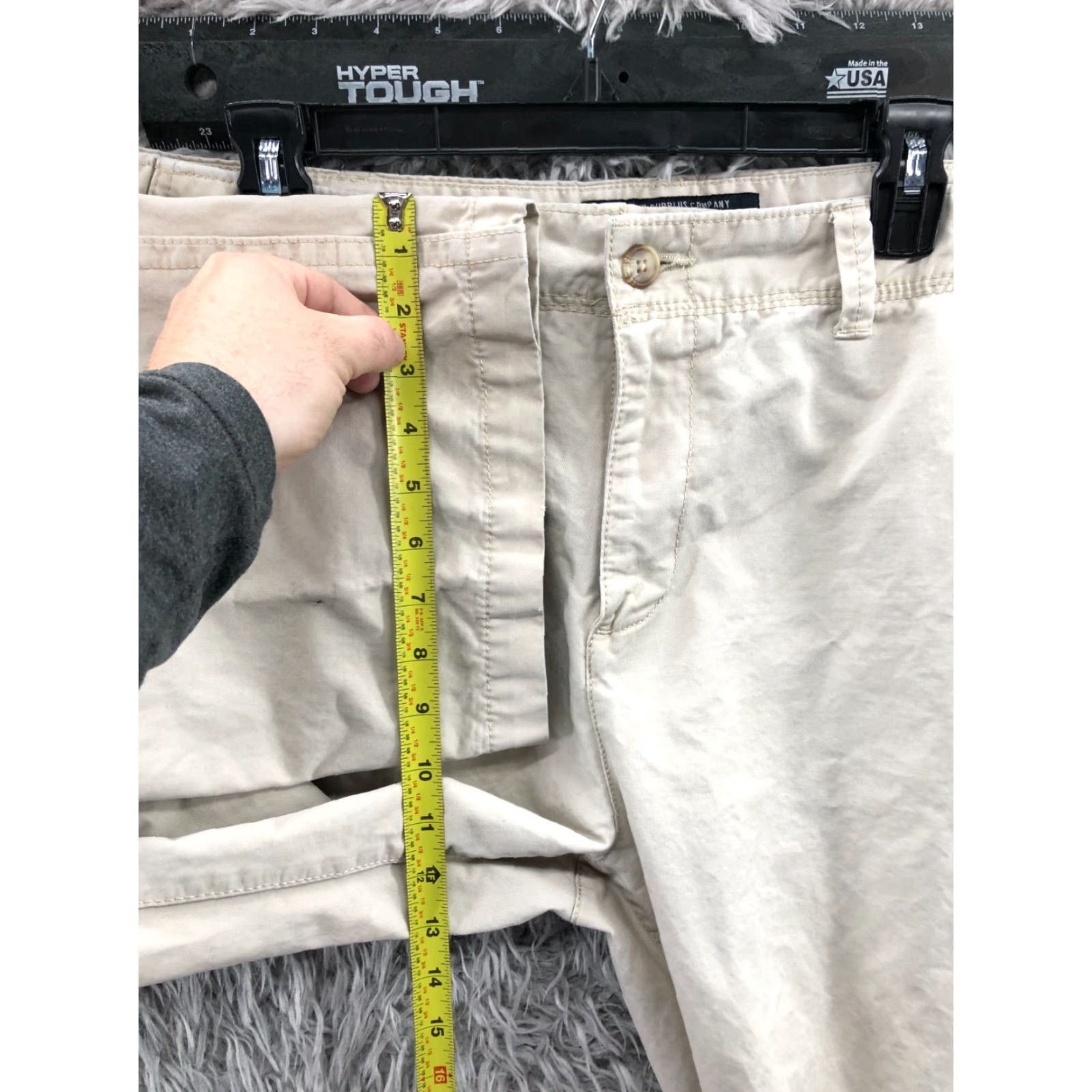 Old Navy Old Navy Chino Pants Mens 38x34 Beige Regular 5-Pocket Logo Zip Button Flat Front Knit Blend Cotton Polyester Slim Skinny Men Holiday 90s? Size US 38 / EU 54 - 4 Thumbnail
