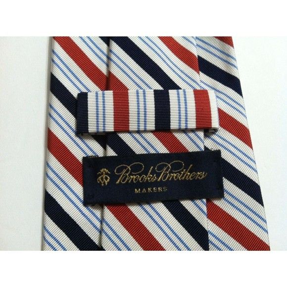 Brooks Brothers BROOKS BROTHERS MENS NEW WHITE/RED 100%SILK TIE WIDTH: 4" Size ONE SIZE - 2 Thumbnail