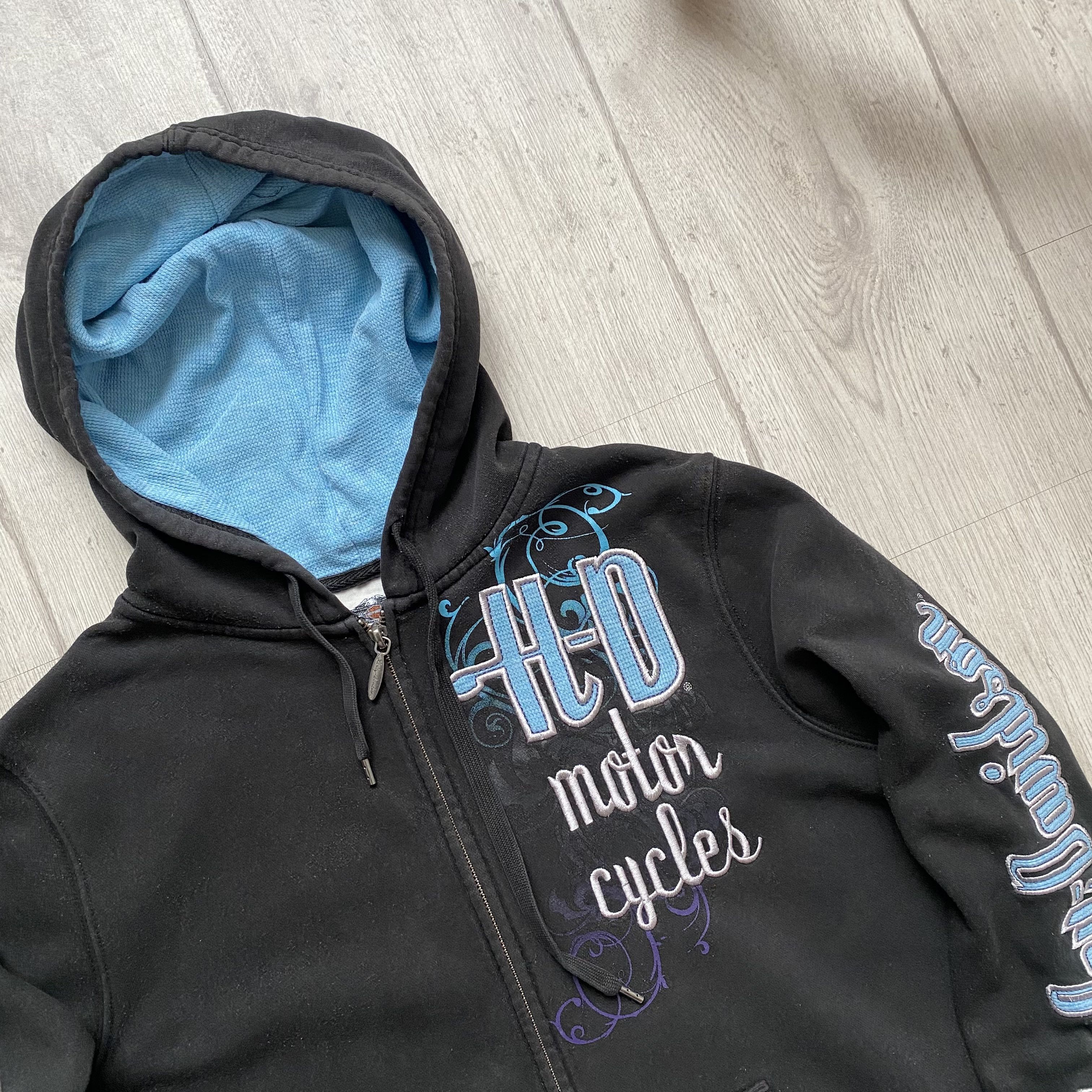 Affliction Vintage 90s Y2K Harley Davidson Logo Biker Graphic Zip Hodie Size L / US 10 / IT 46 - 3 Thumbnail