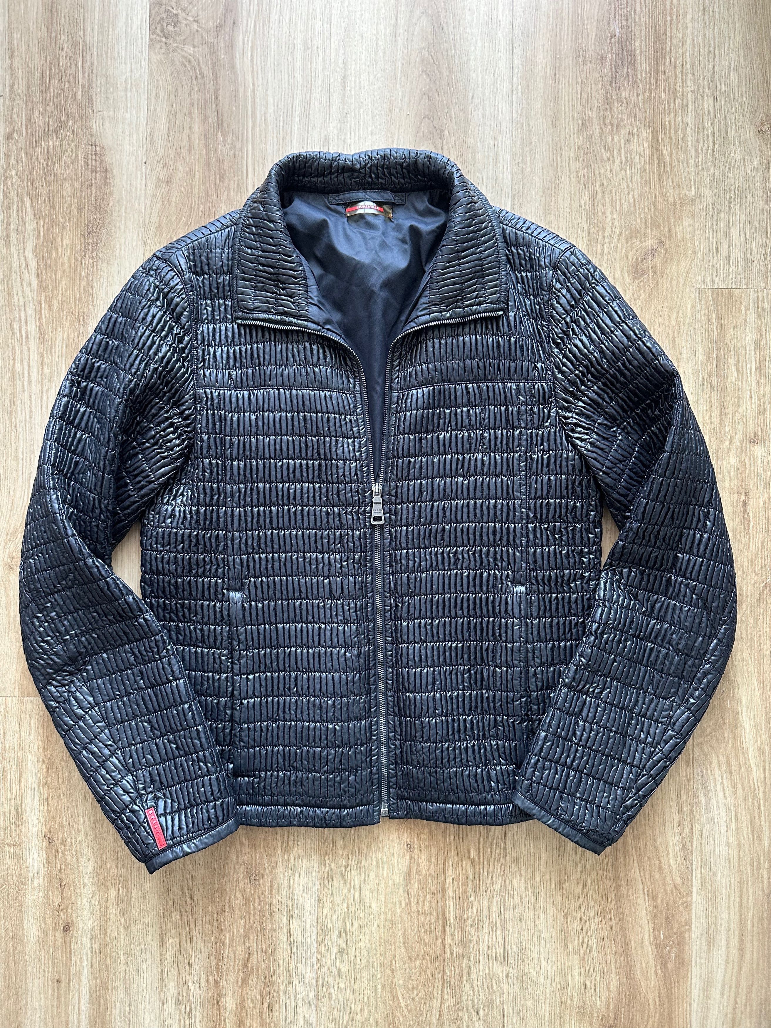 Prada PRADA black texture red tab padded ribbed nylon linea rossa Size US M / EU 48-50 / 2 - 8 Thumbnail