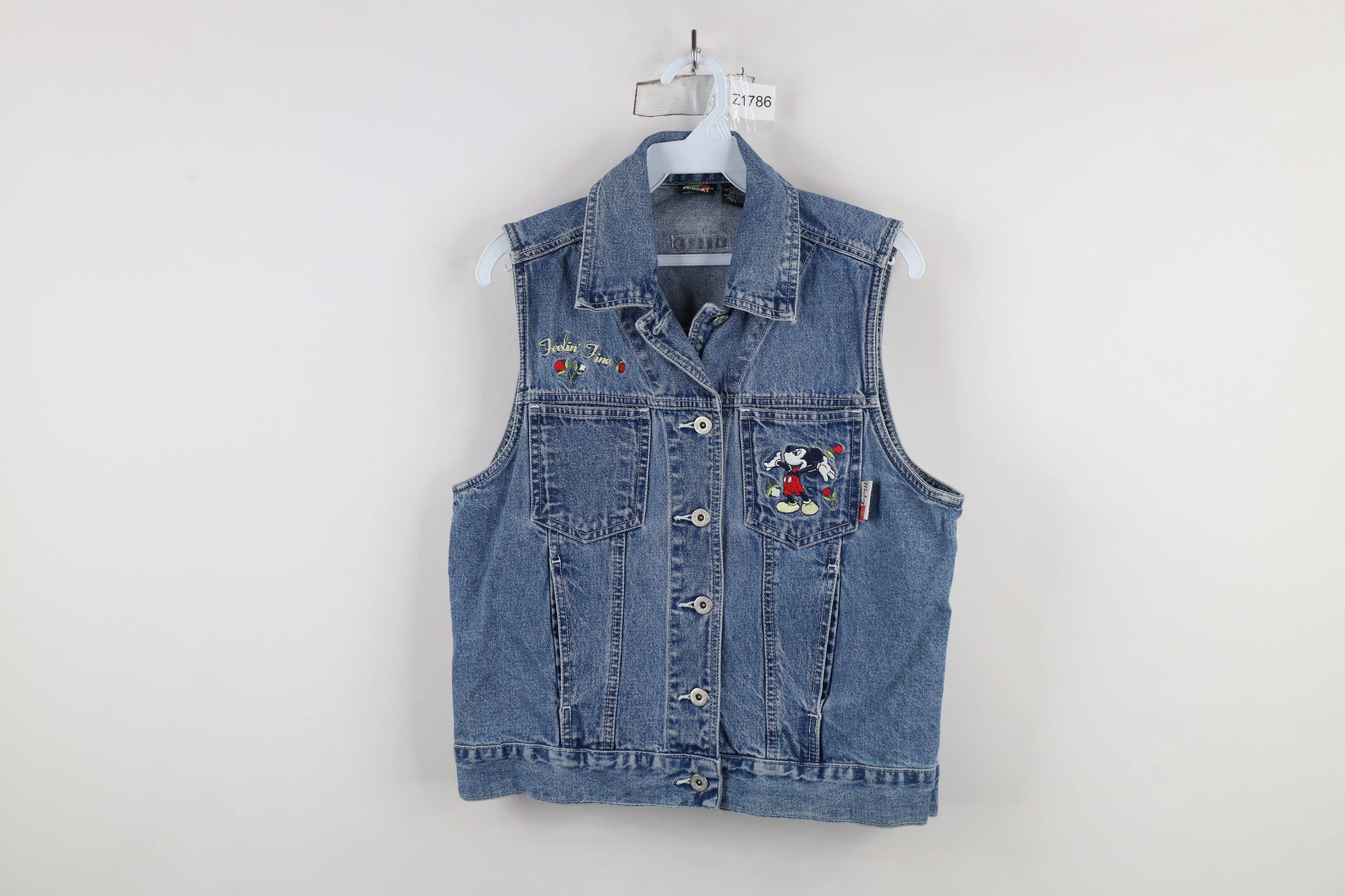Disney × Vintage Vintage 90s Disney Spell Mickey Mouse Denim Jean Vest Jacket Size M / US 6-8 / IT 42-44 - 1 Thumbnail
