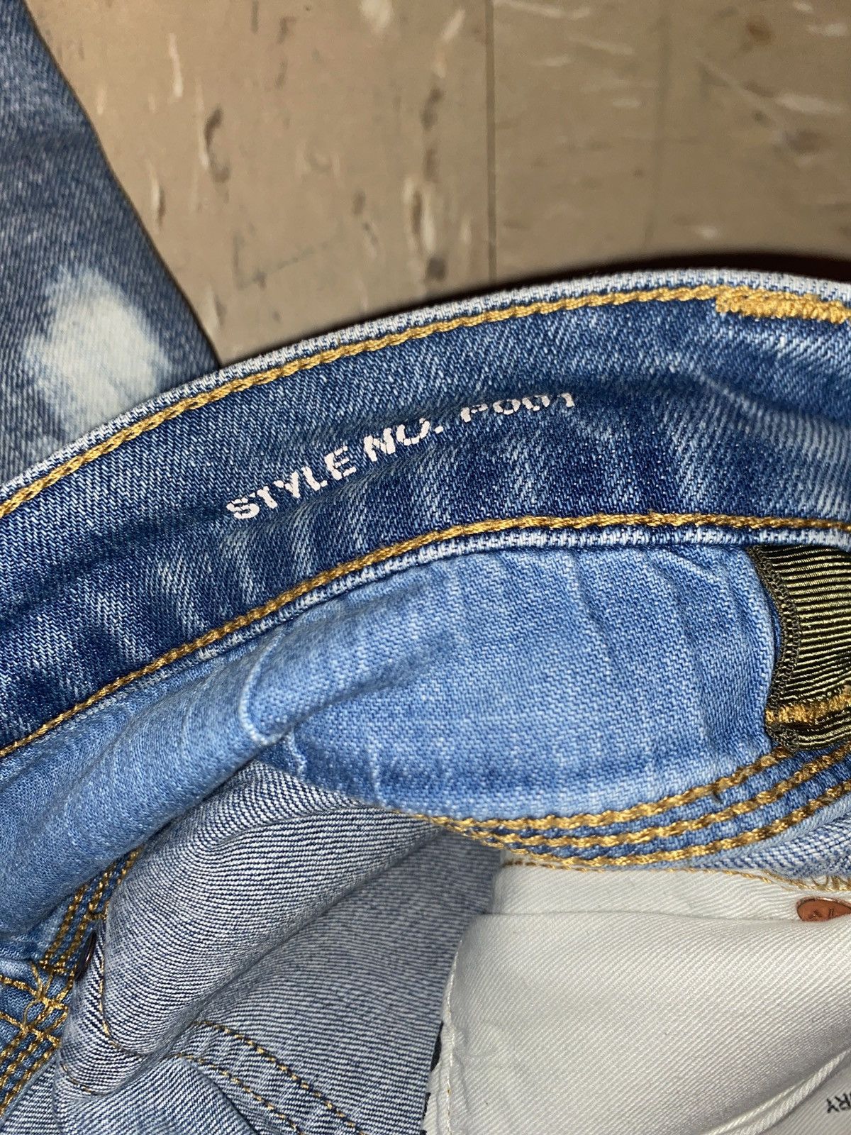 Blue with a foggy white purple jeans