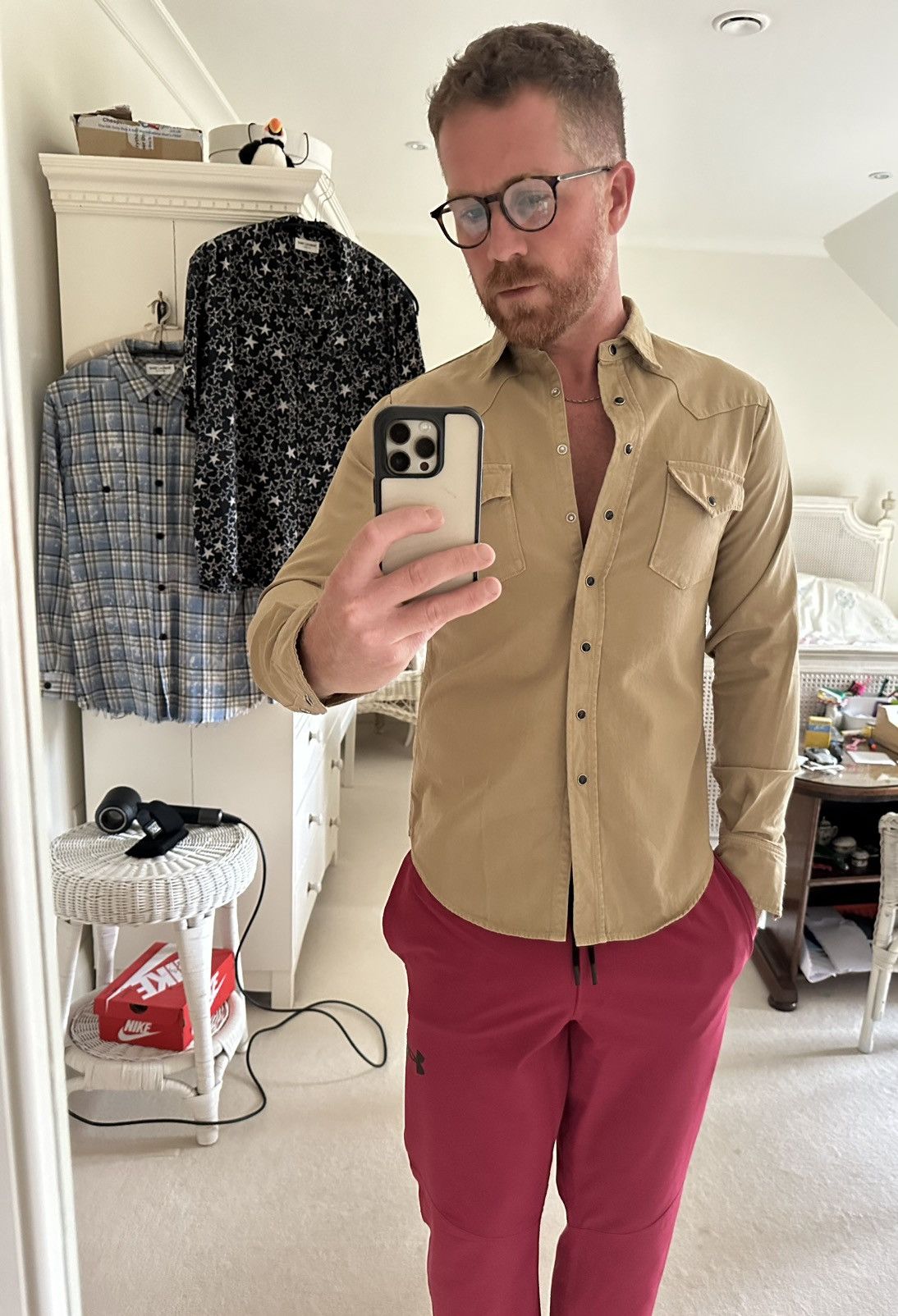 Saint Laurent Paris Saint Laurent western stonewashed denim shirt tan S Size US S / EU 44-46 / 1 - 6 Thumbnail