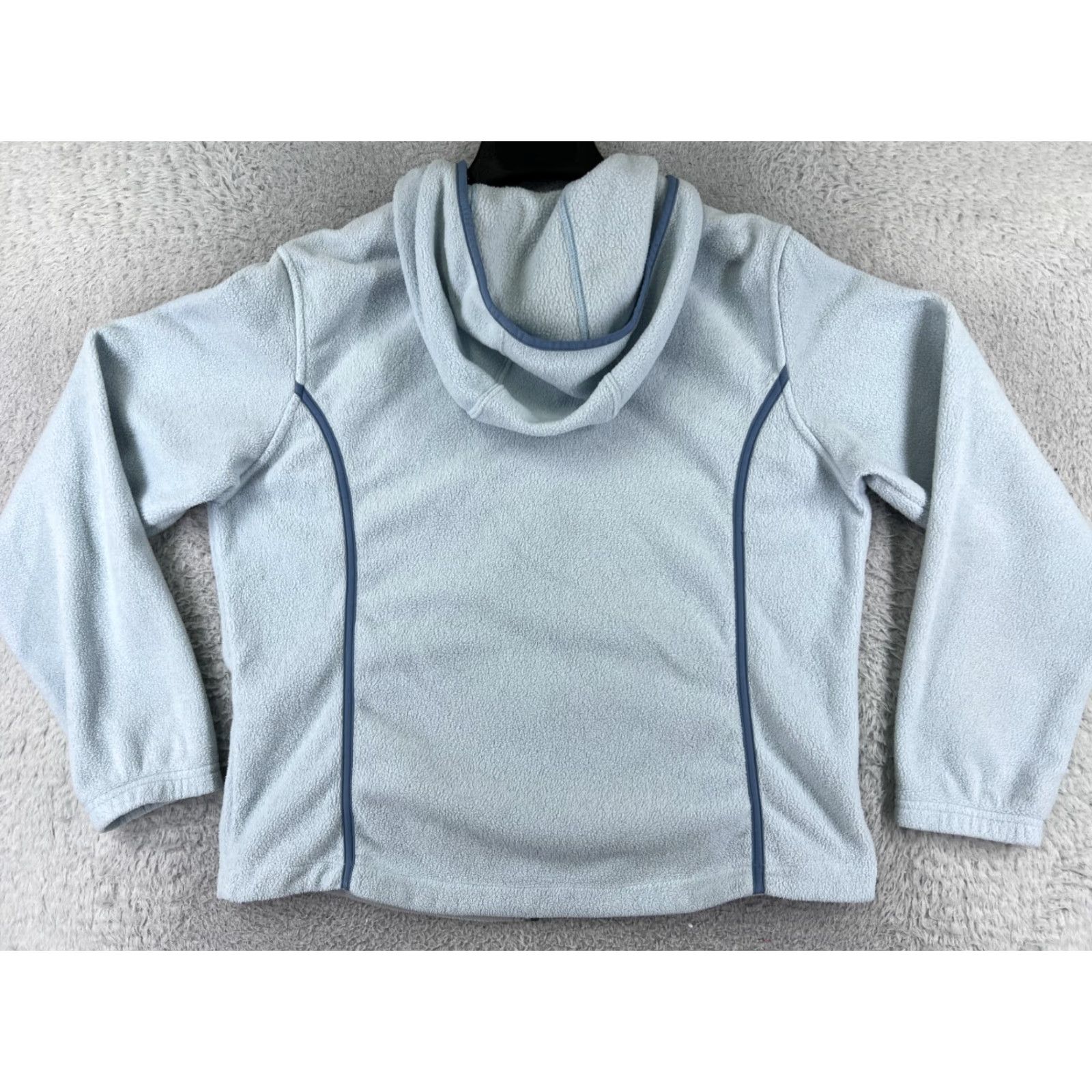 Vintage Columbia Blue Jacket Women Extra Large Hooded Pockets Hike Cozy Fleece Polyester Size XL / US 12-14 / IT 48-50 - 2 Thumbnail