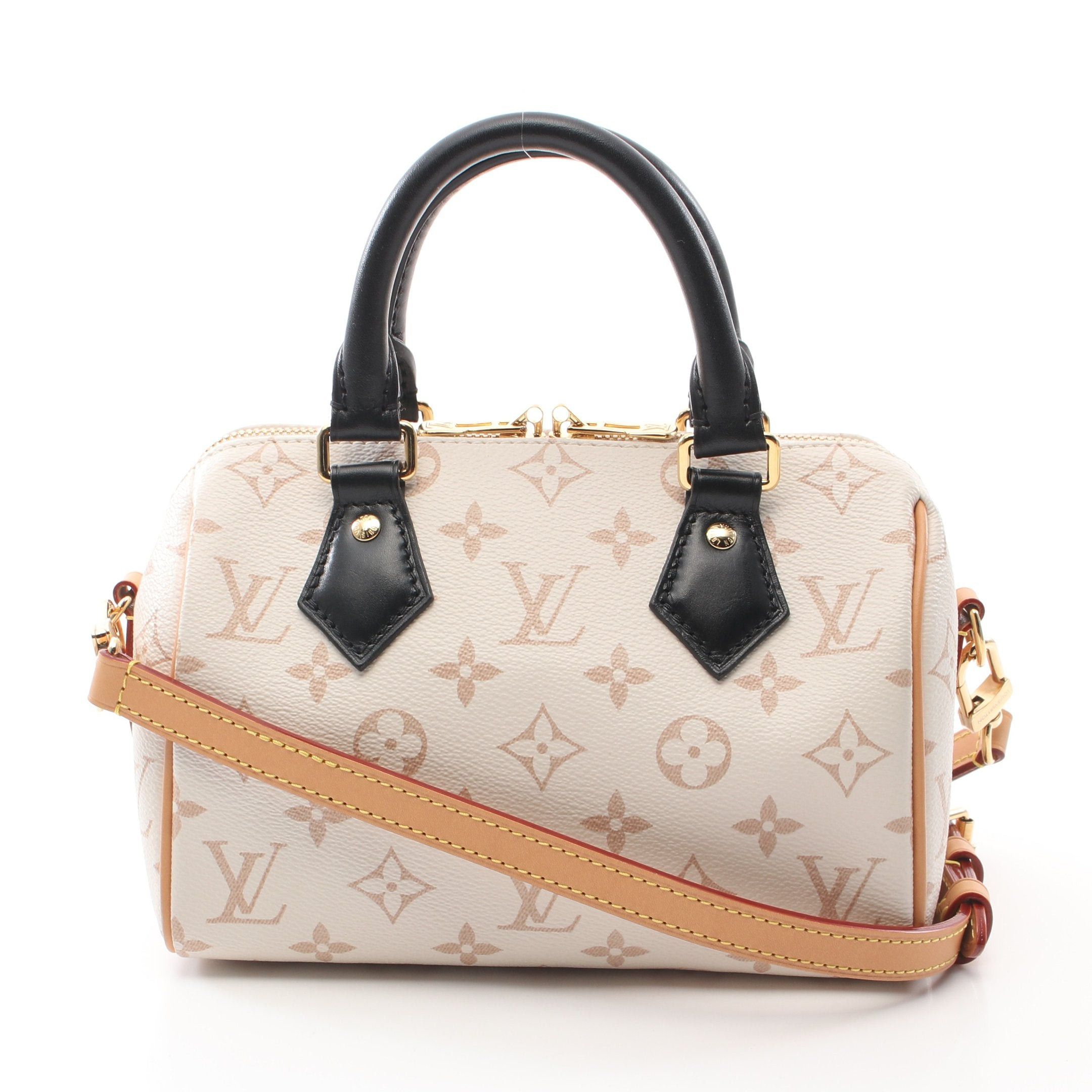 Louis Vuitton Louis Vuitton Speedy 20 Monogram Dune Handbag Leather Off White Beige Black Size ONE SIZE - 1 Thumbnail
